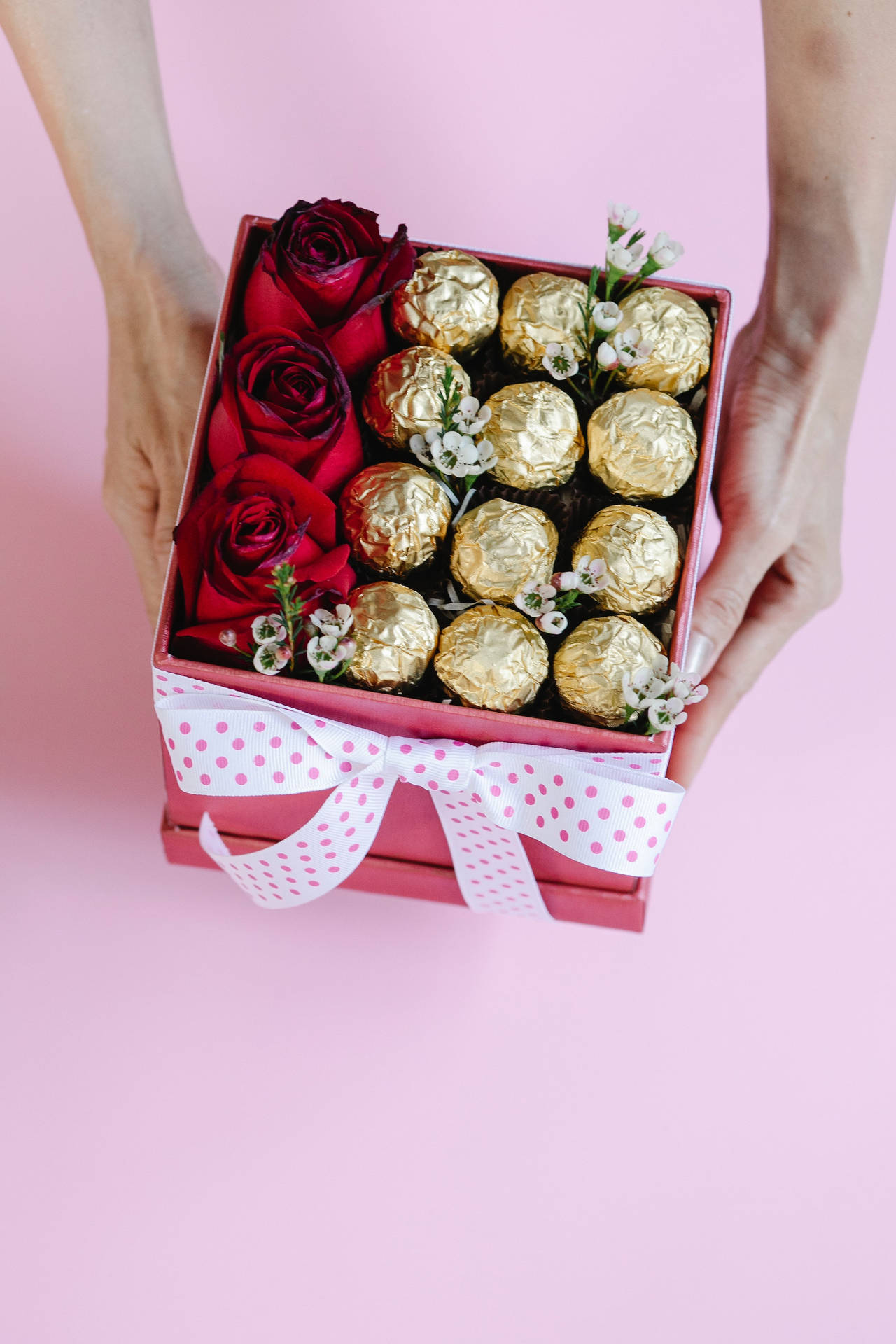 Gift Box Red Roses Background
