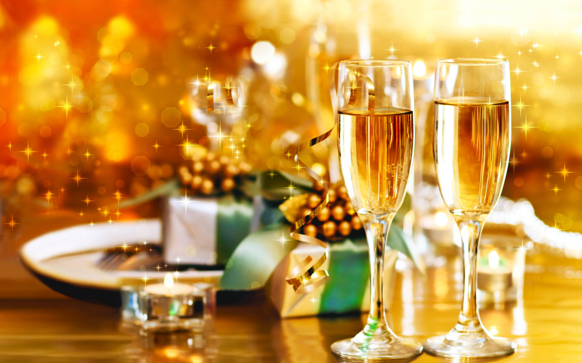 Gifts And Wine For New Year Background