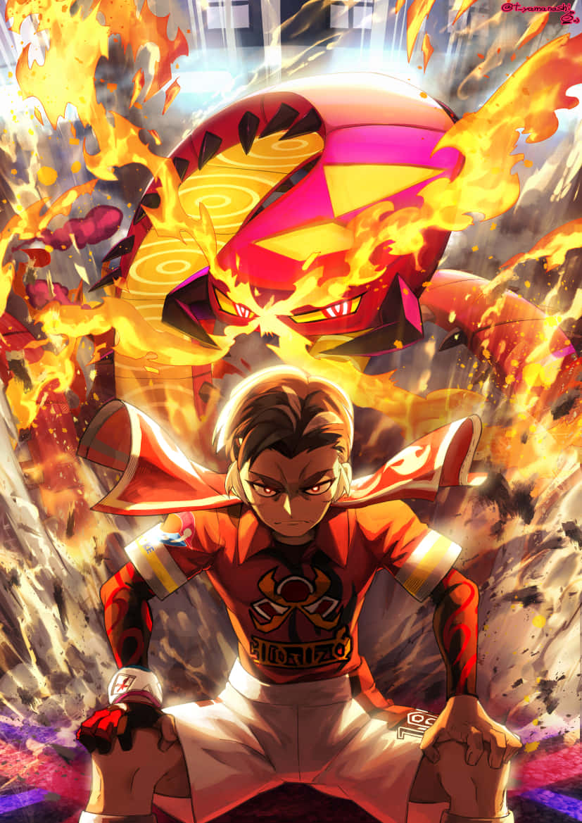 Gigantamax Centiskorch And Kabu Background