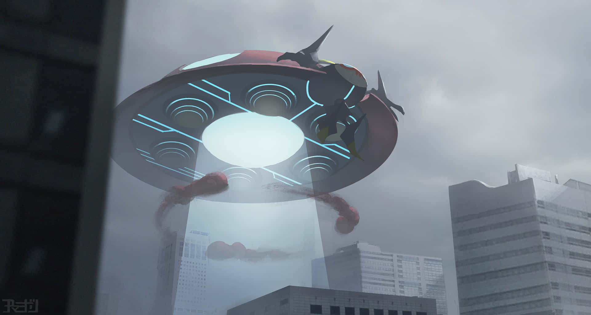 Gigantamax Orbeetle In The City Background
