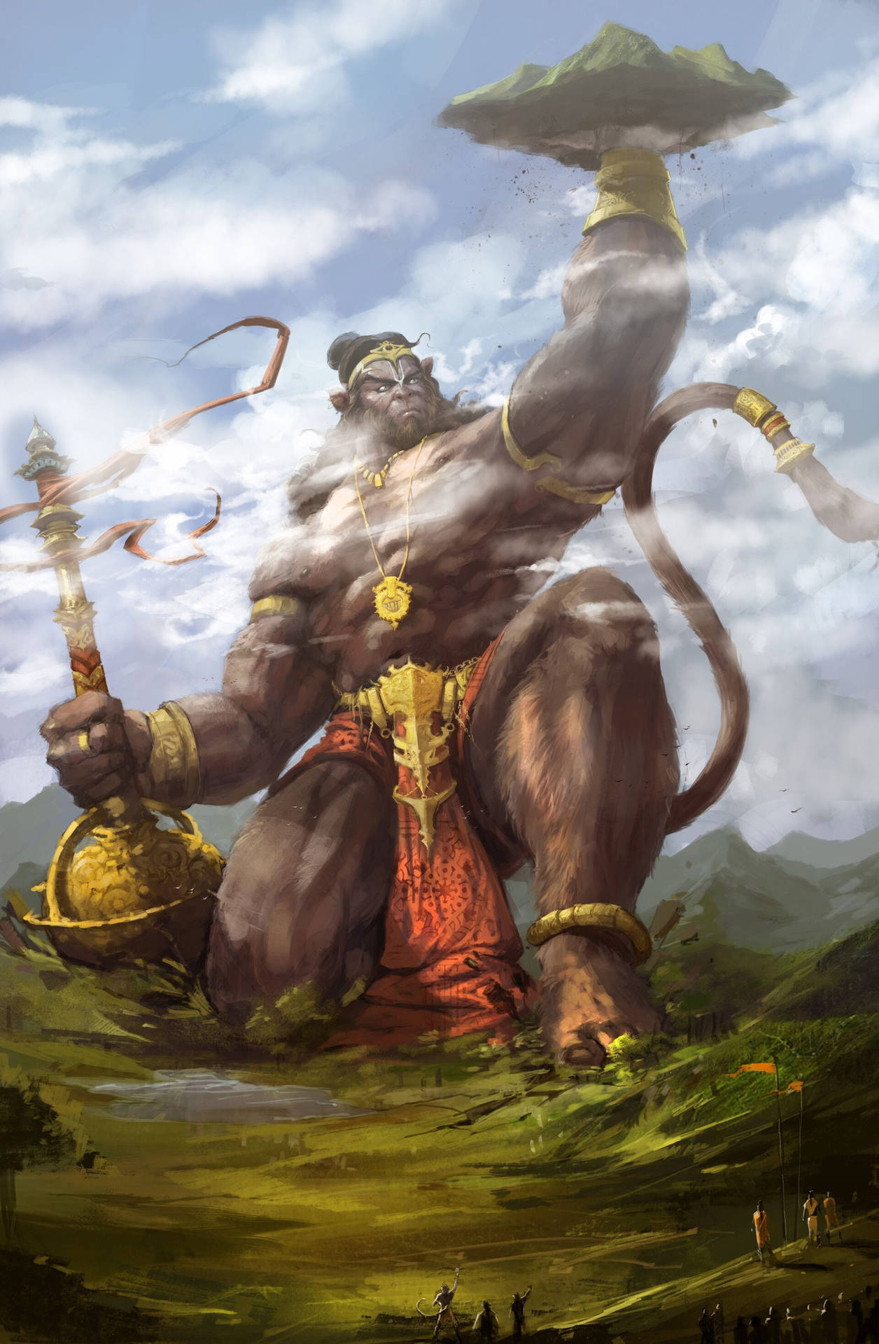 Gigantic Hindu God Hanuman Background