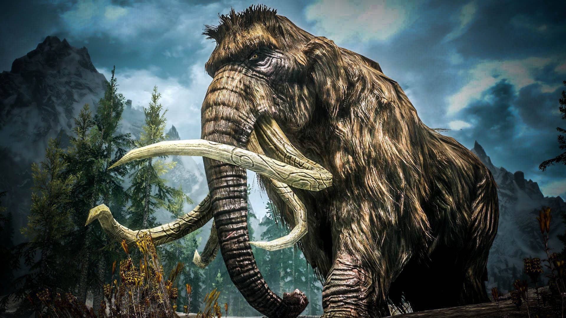 Gigantic Mammoth Illustration Background