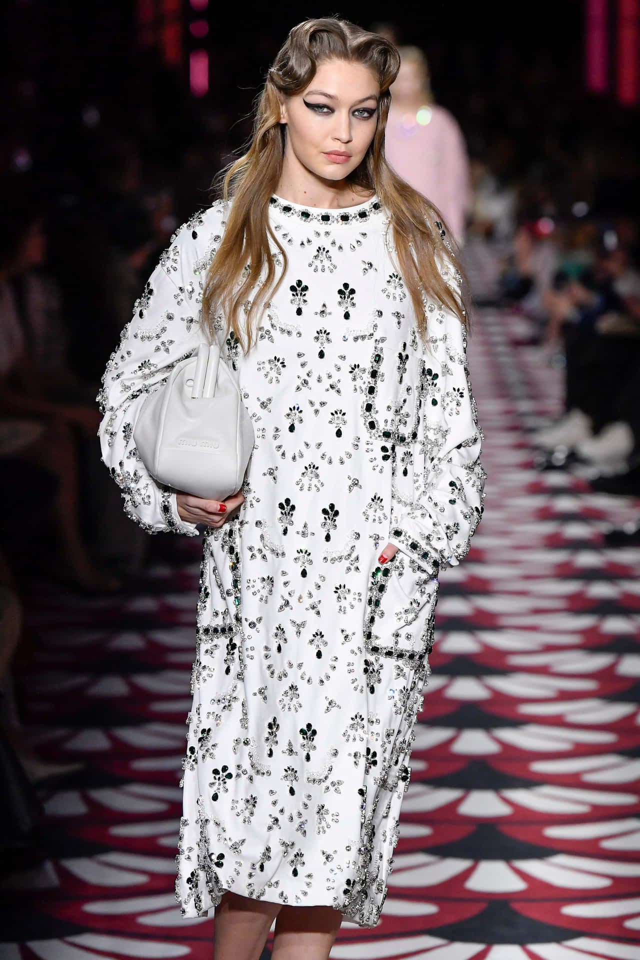 Gigi Hadid In Miu Miu Dress Background