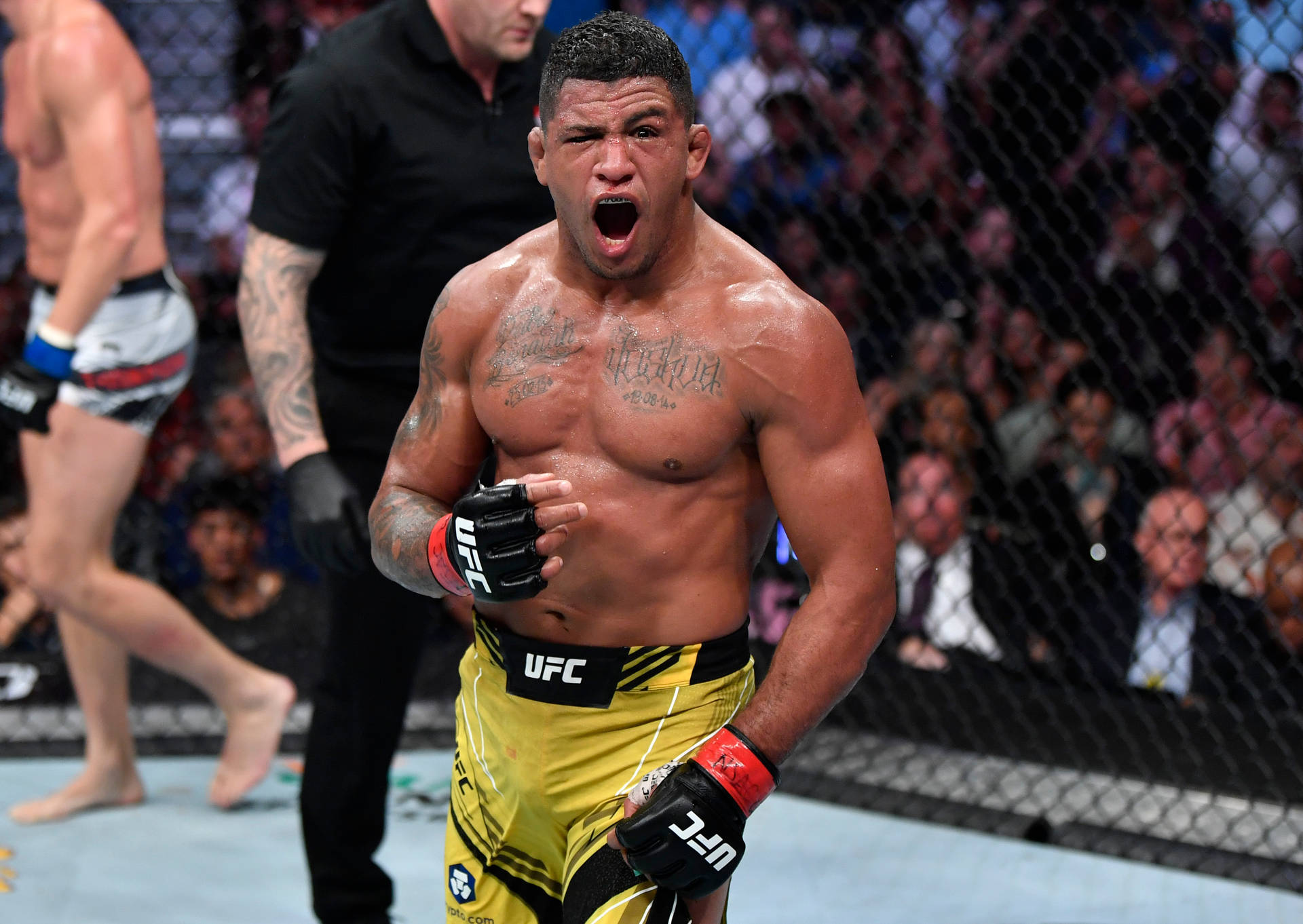 Gilbert Burns During A Professional Mma Match