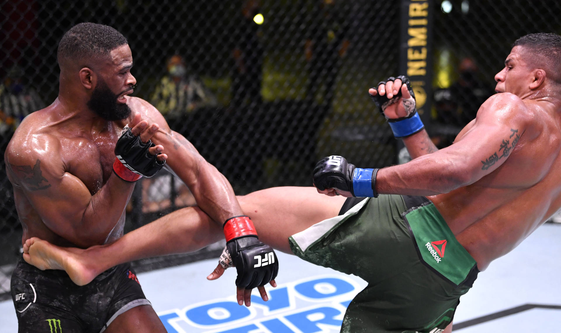 Gilbert Burns Kicking Tyron Woodley