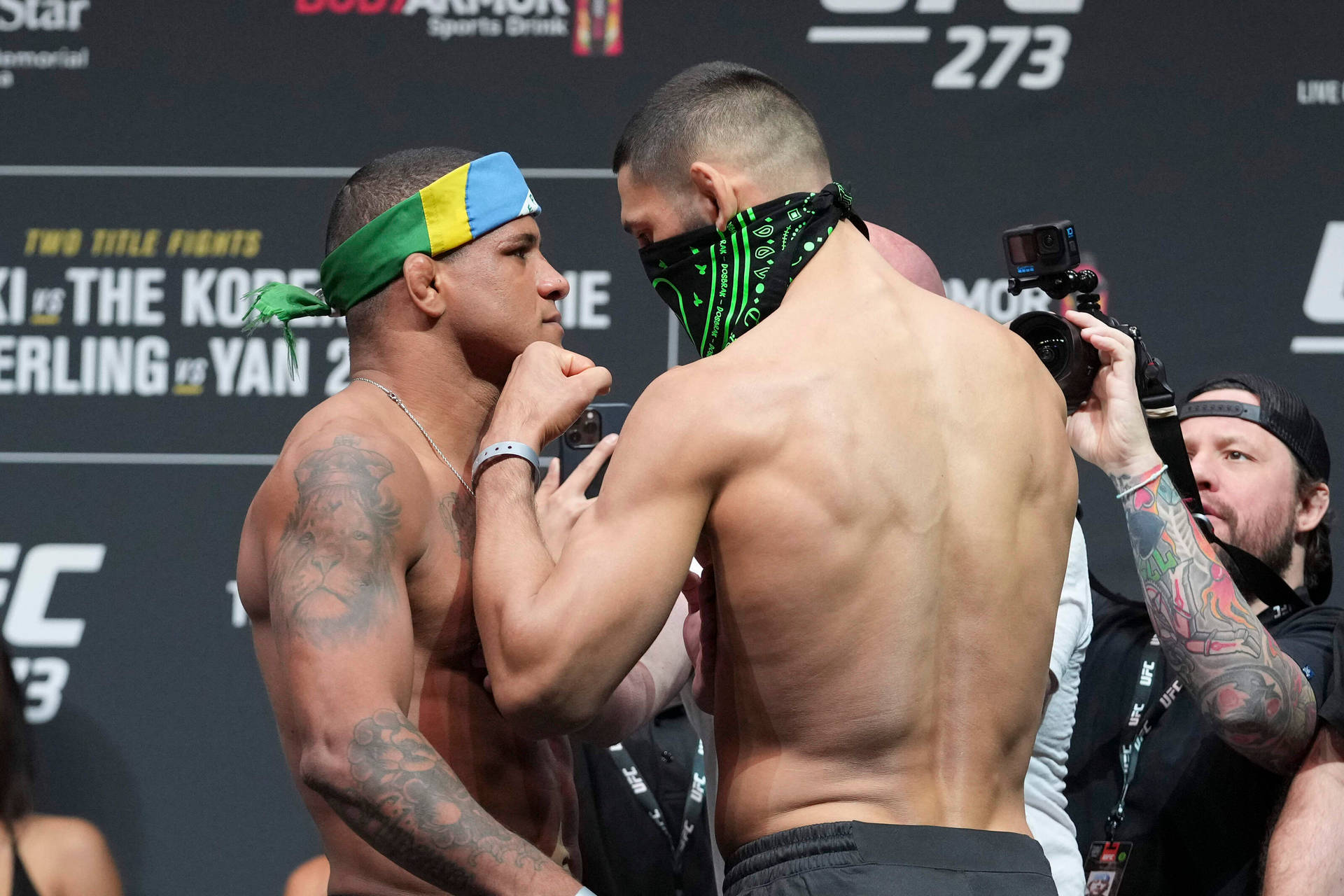 Gilbert Burns Staredown With Khamzat Chimaev