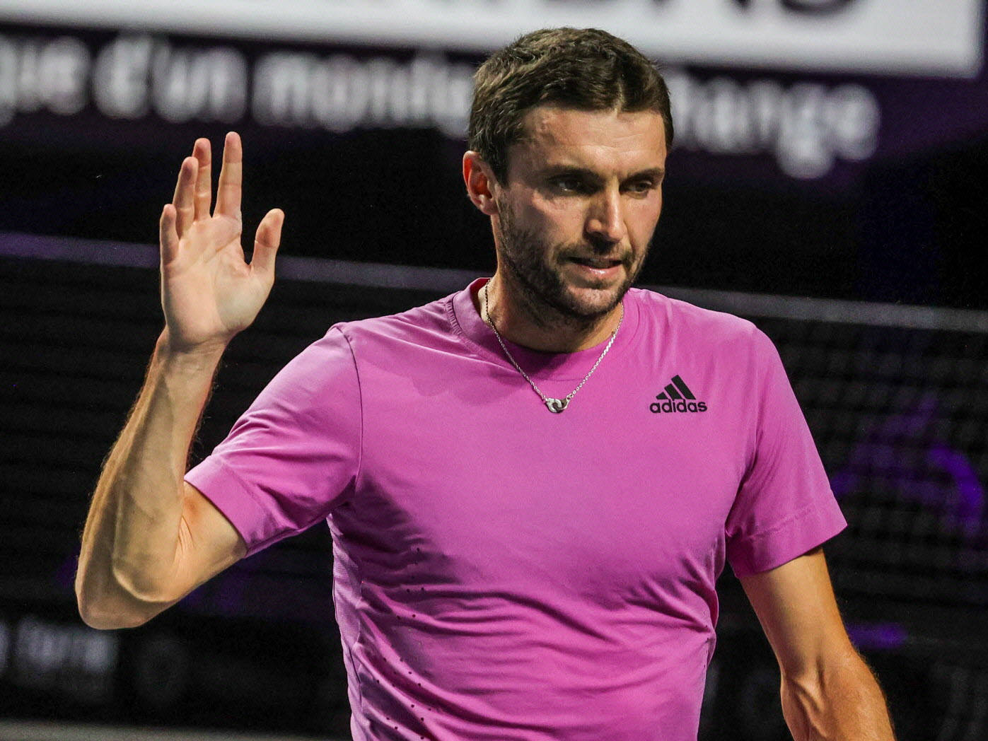 Gilles Simon Waving At Paris Masters Background