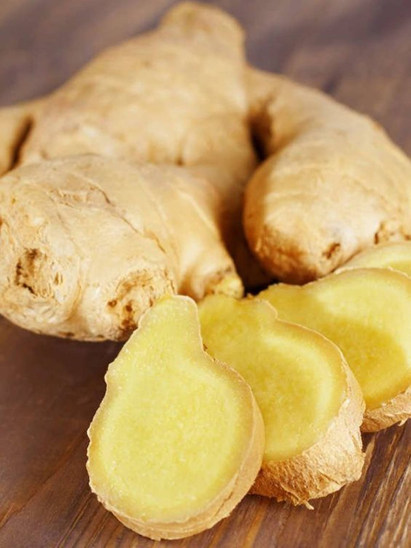 Ginger Root Sliced Extreme Close Up Background