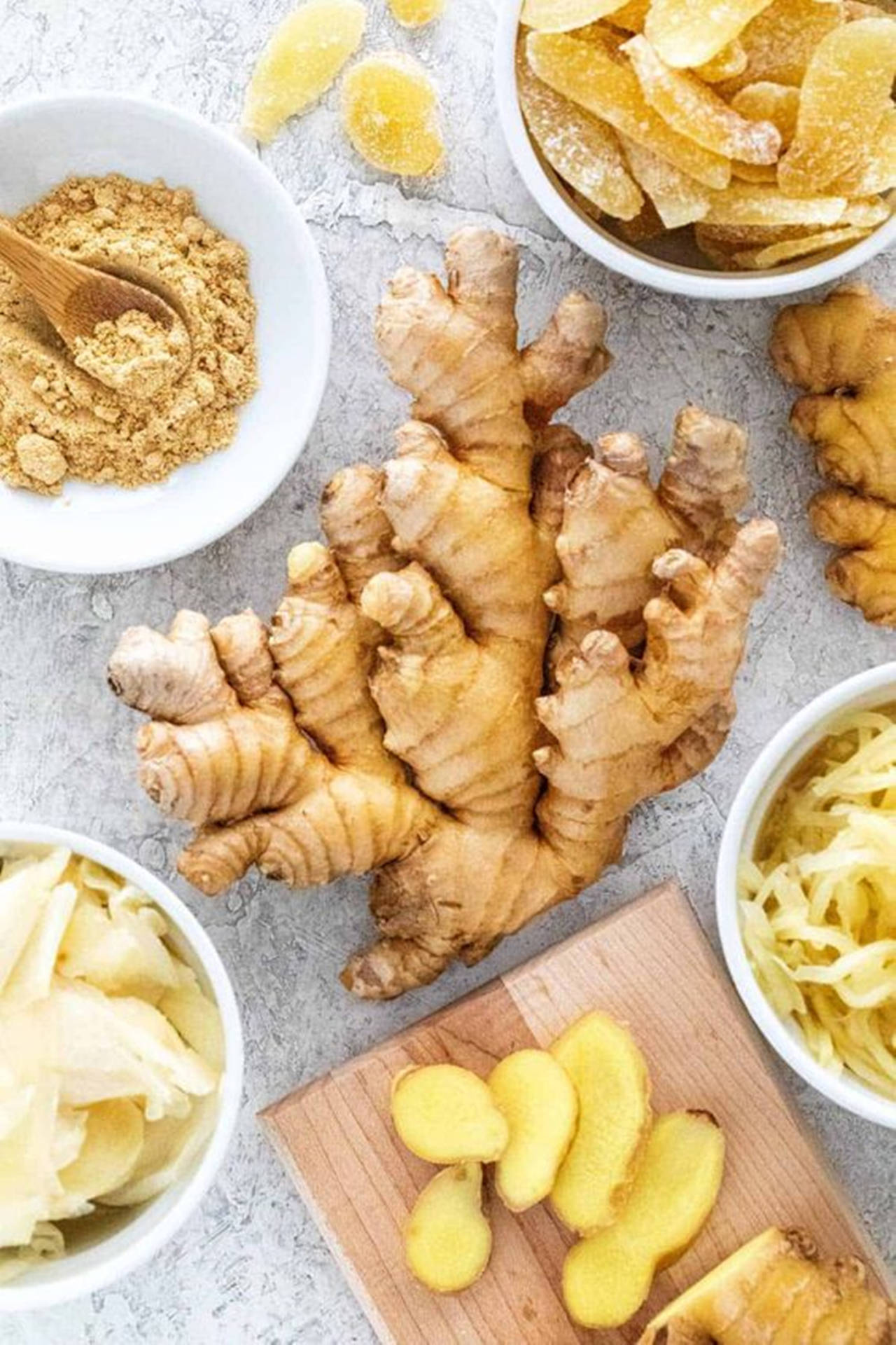 Ginger Roots Variety Flat Lay Background