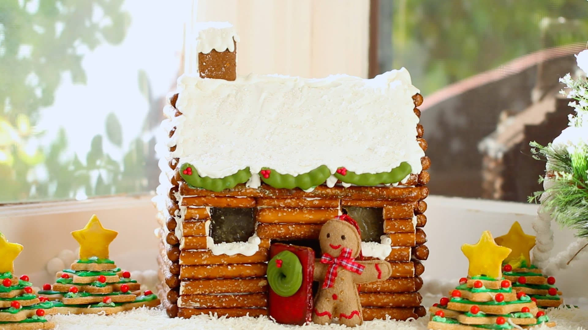 Gingerbread House Log Cabin Background