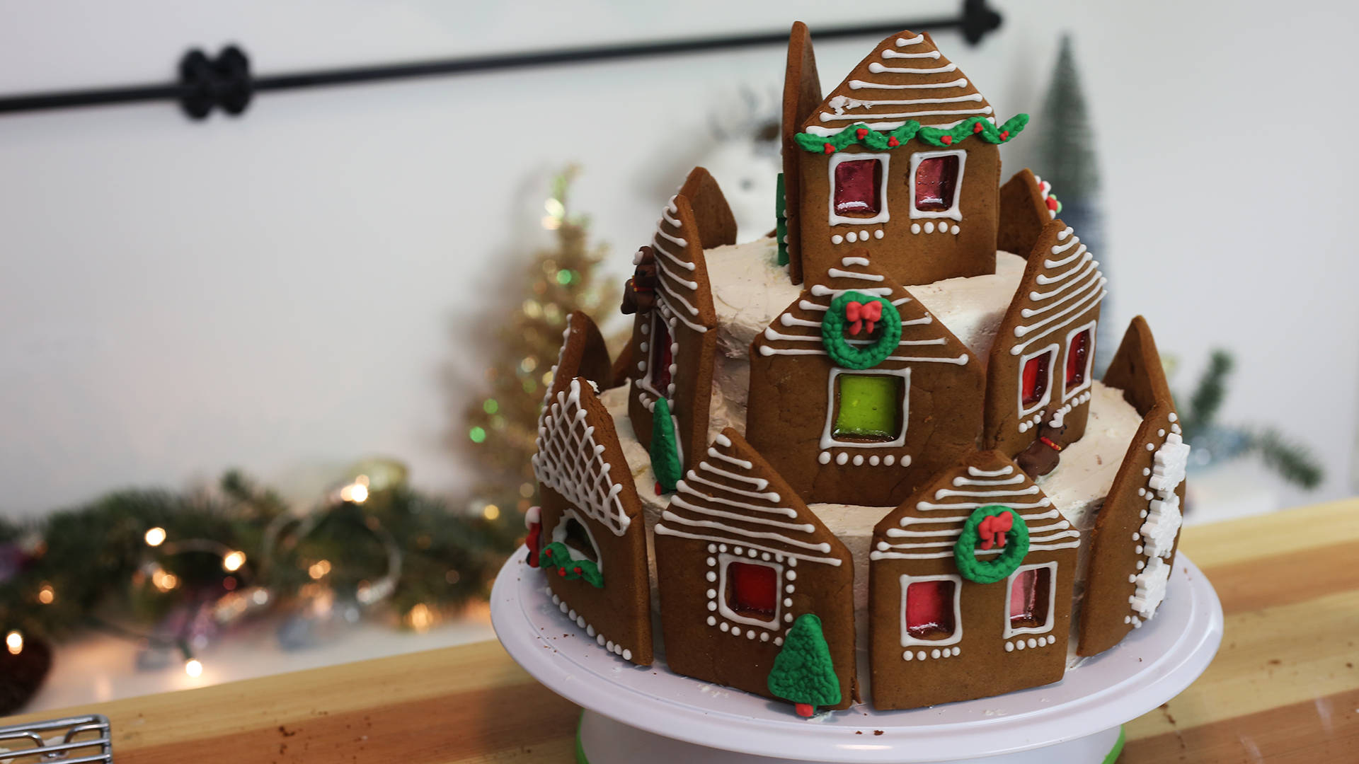 Gingerbread House Three Layered Cake Background