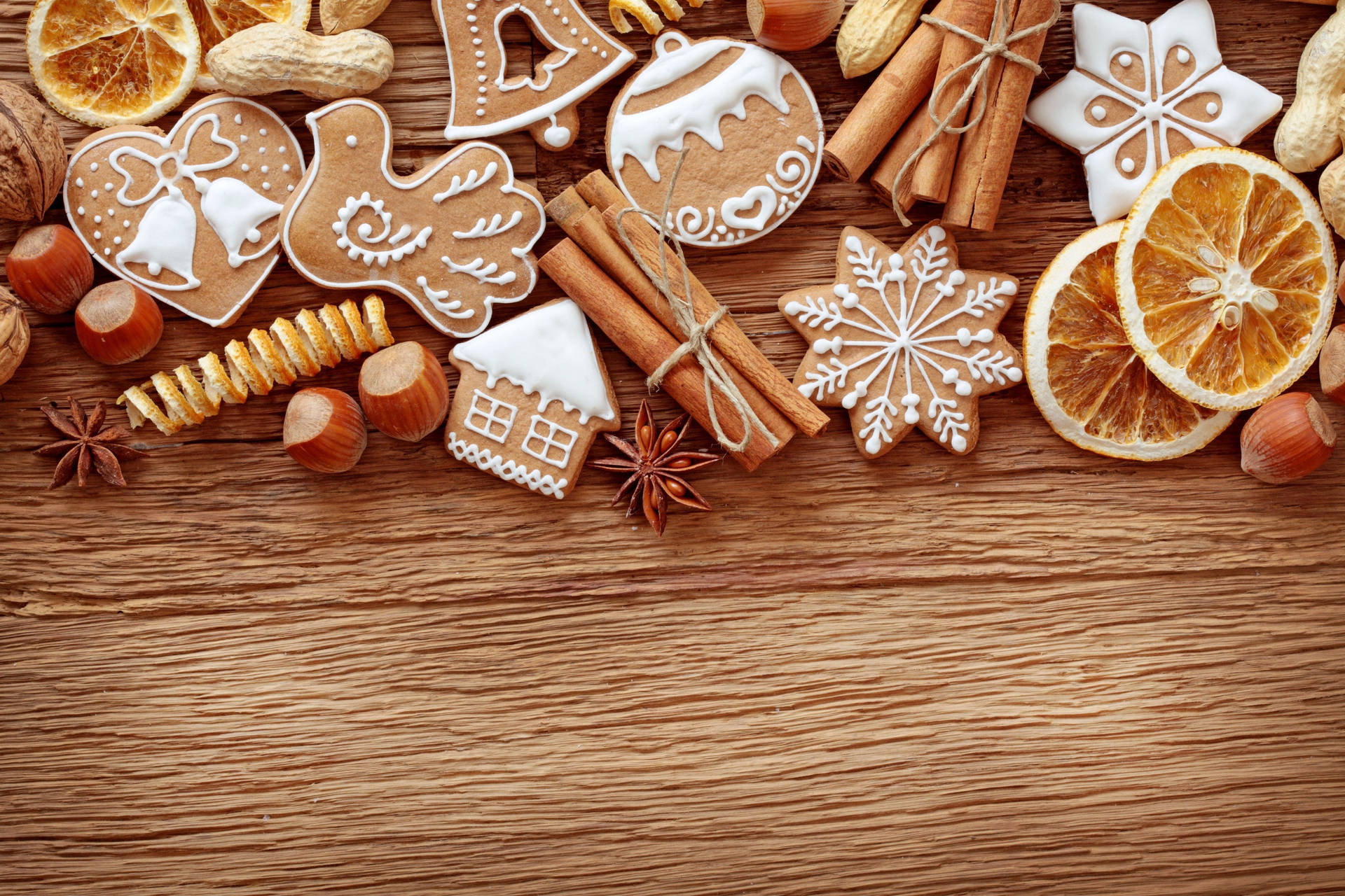 Gingerbread On Wooden Table Background