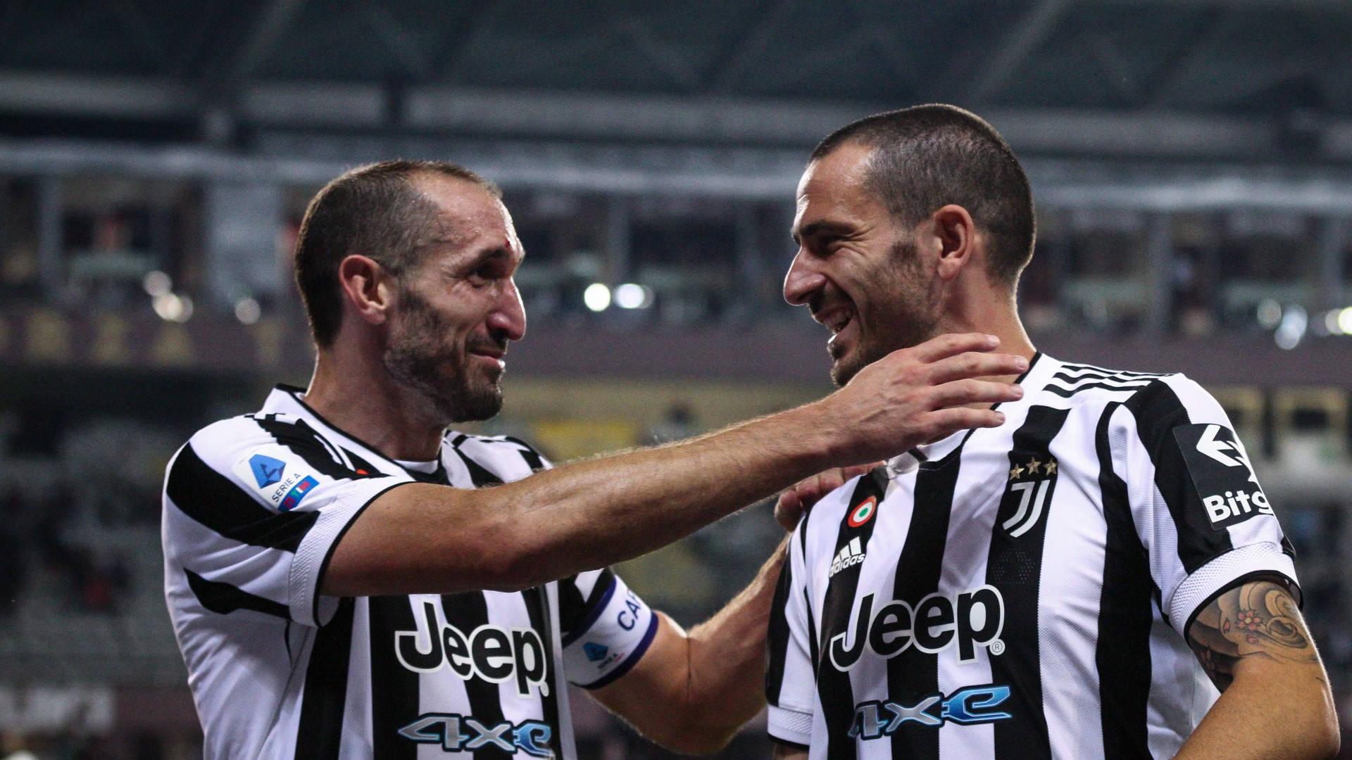 Giorgio Chiellini And Leonardo Bonucci Juventus Hug