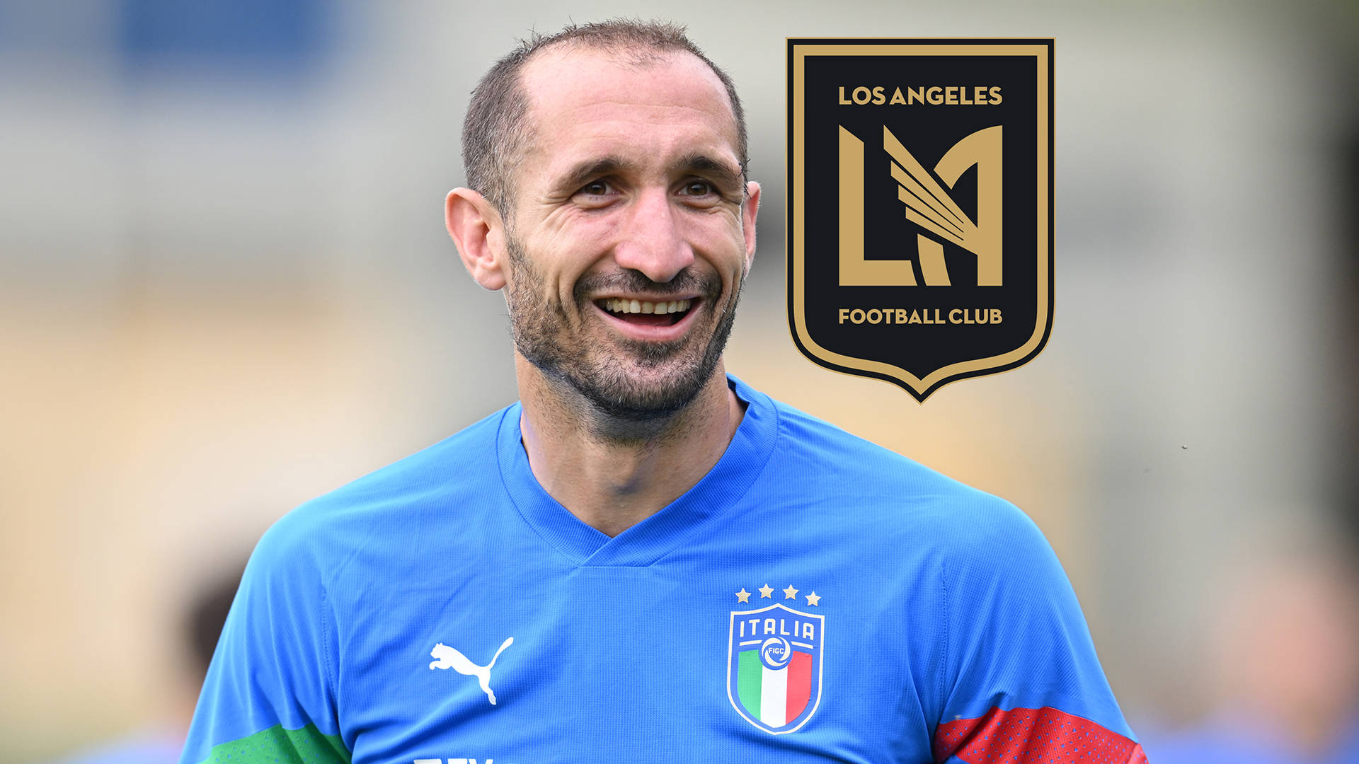 Giorgio Chiellini Happy Face Los Angeles Fc Logo Background