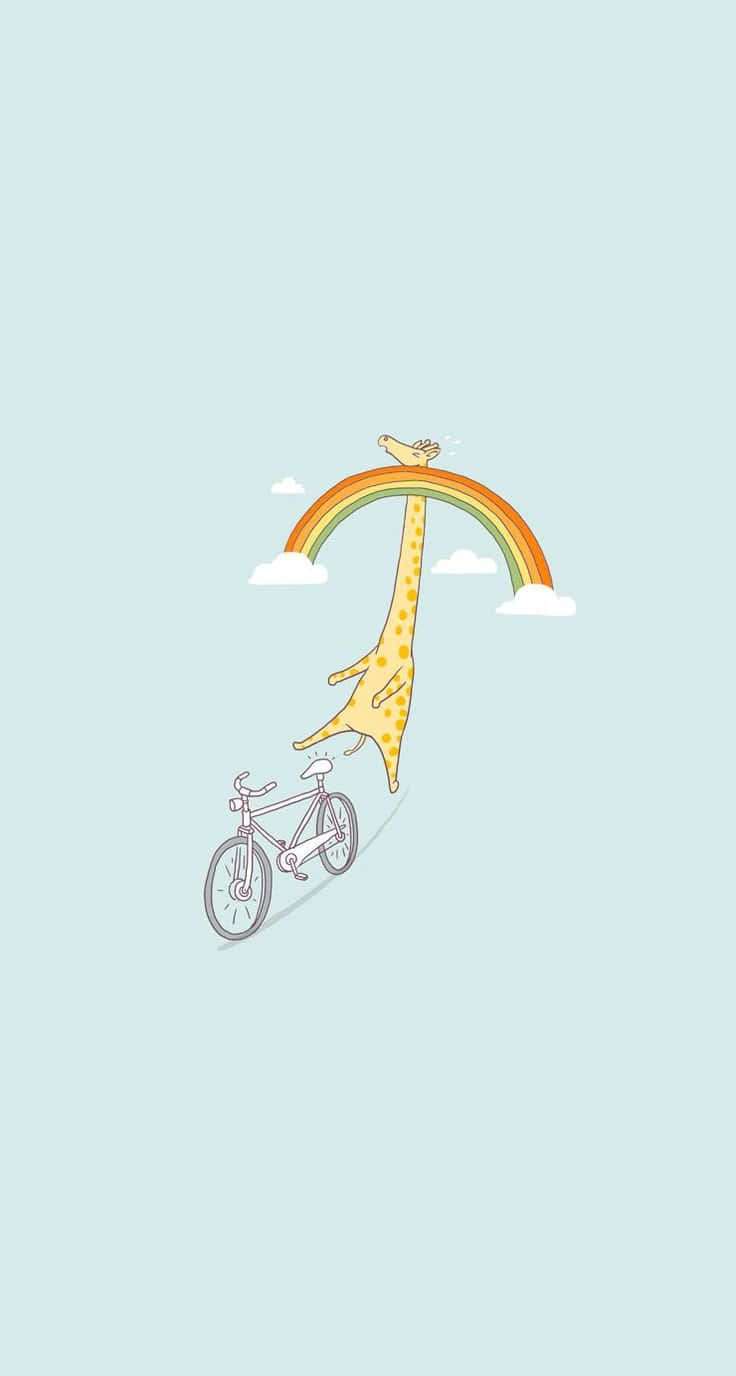 Giraffe Rainbow Bike Ride Background