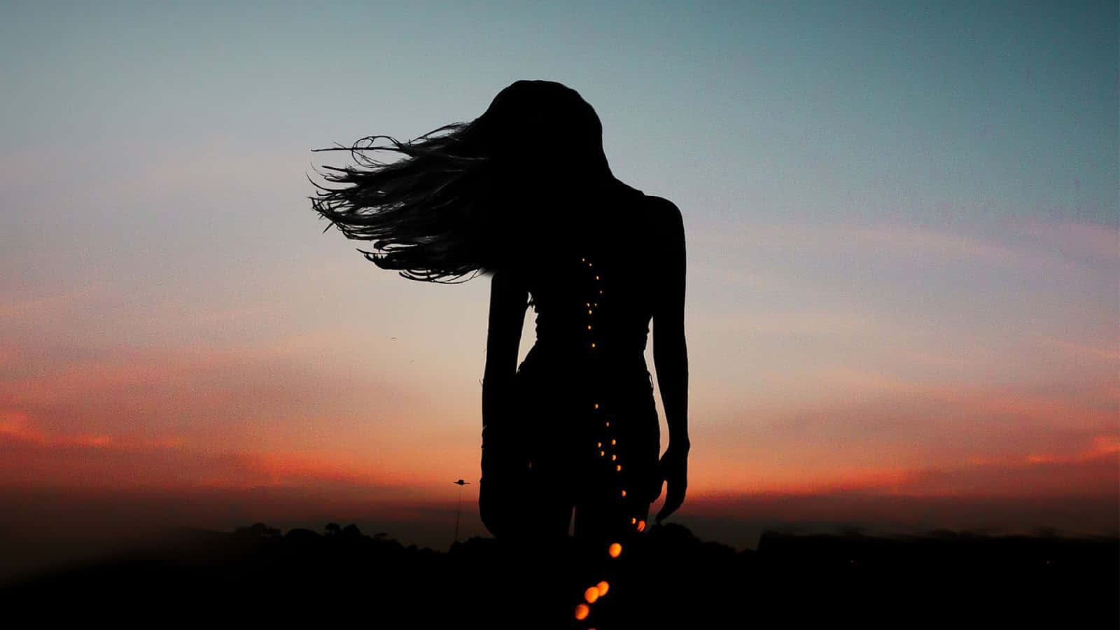 Girl Aesthetic Silhouette Shadow Sunset Desktop