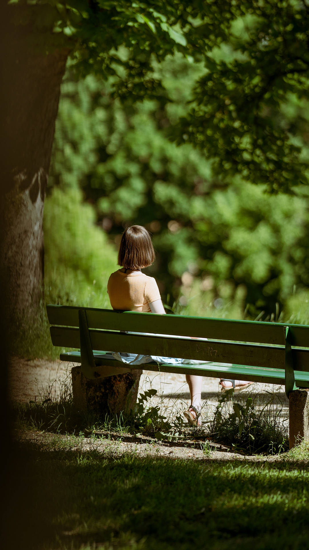 Girl Alone At A Park Background