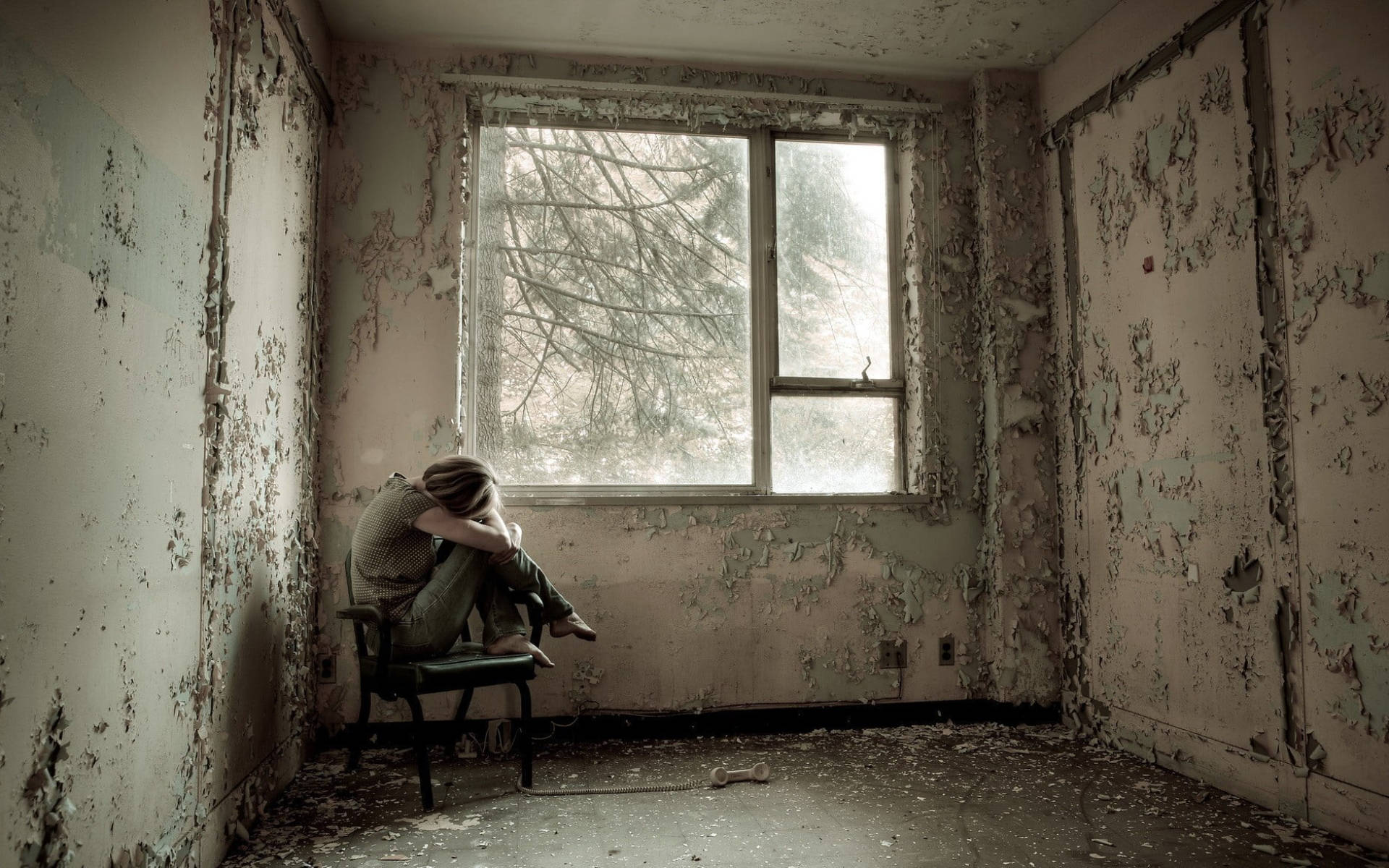 Girl Alone In Old Room