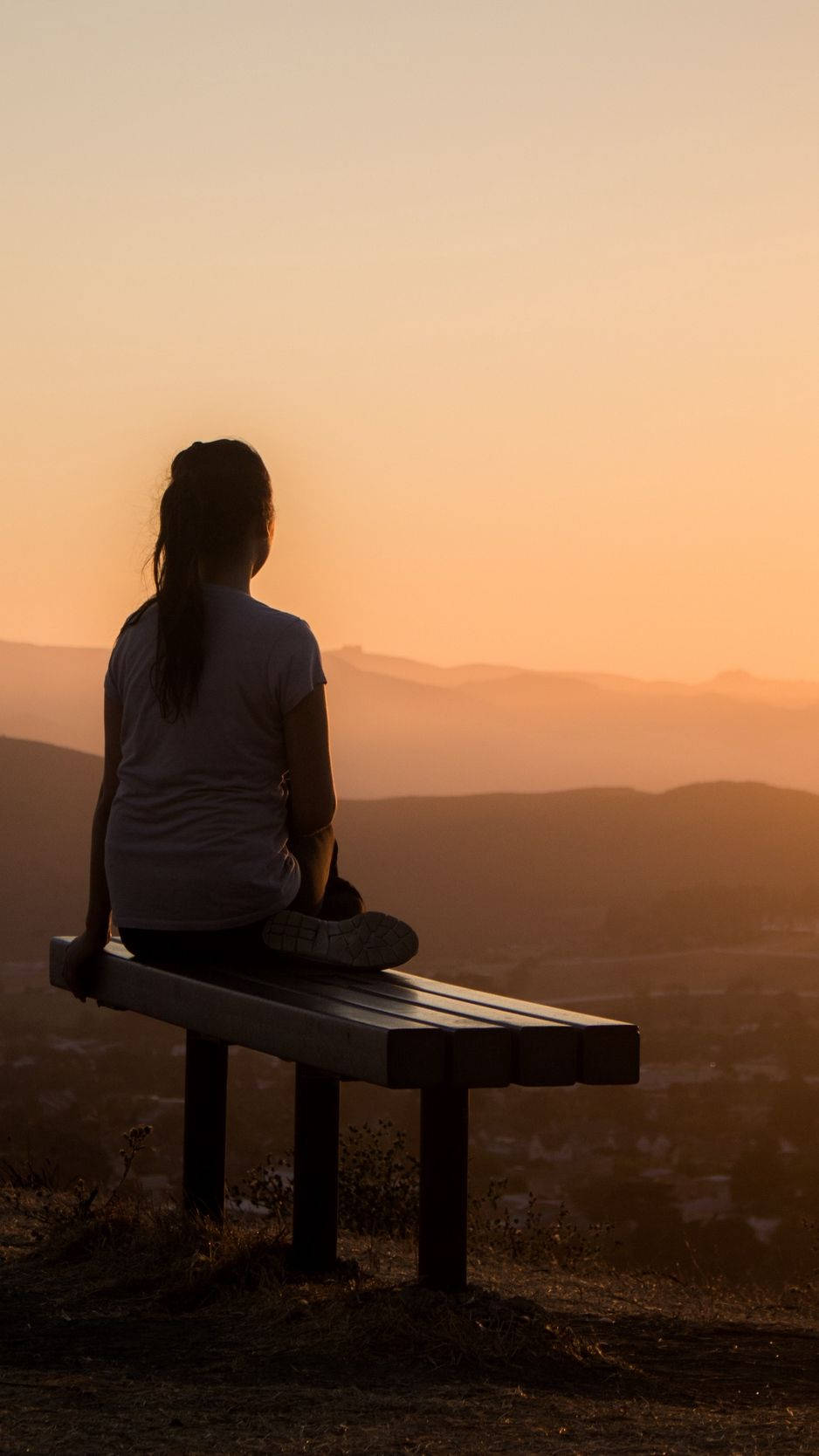 Girl Alone On Bench