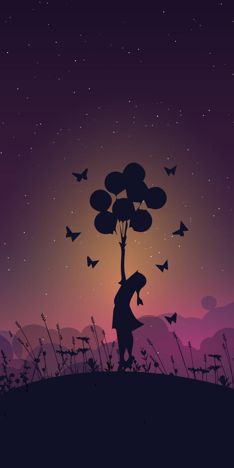 Girl And Balloons Oled Phone Background