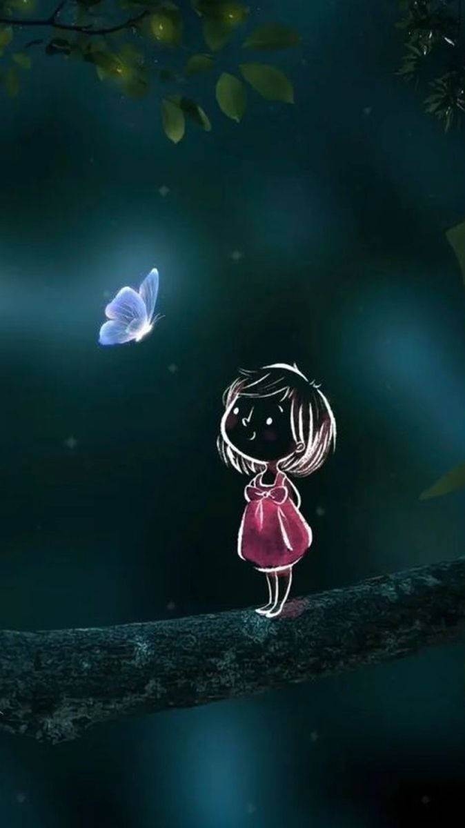 Girl And Butterfly Themes Background