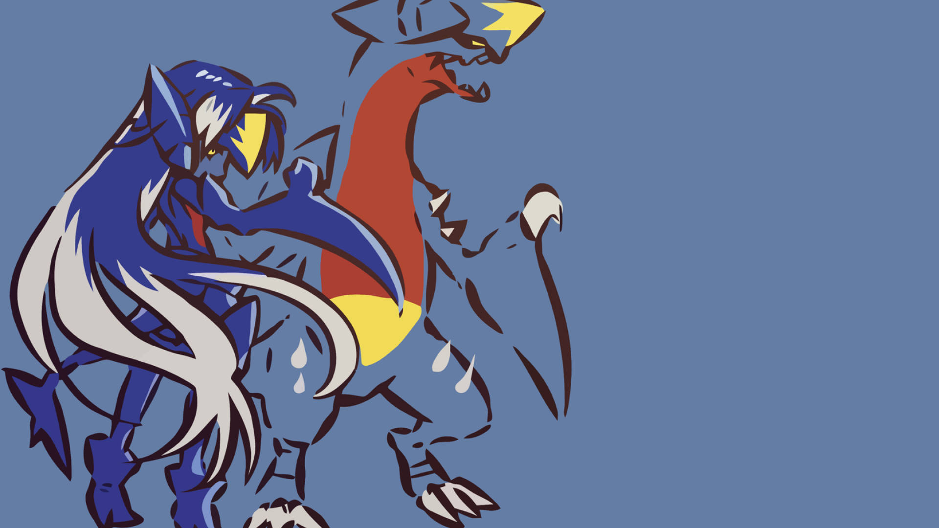 Girl And Garchomp Silhouettes Background