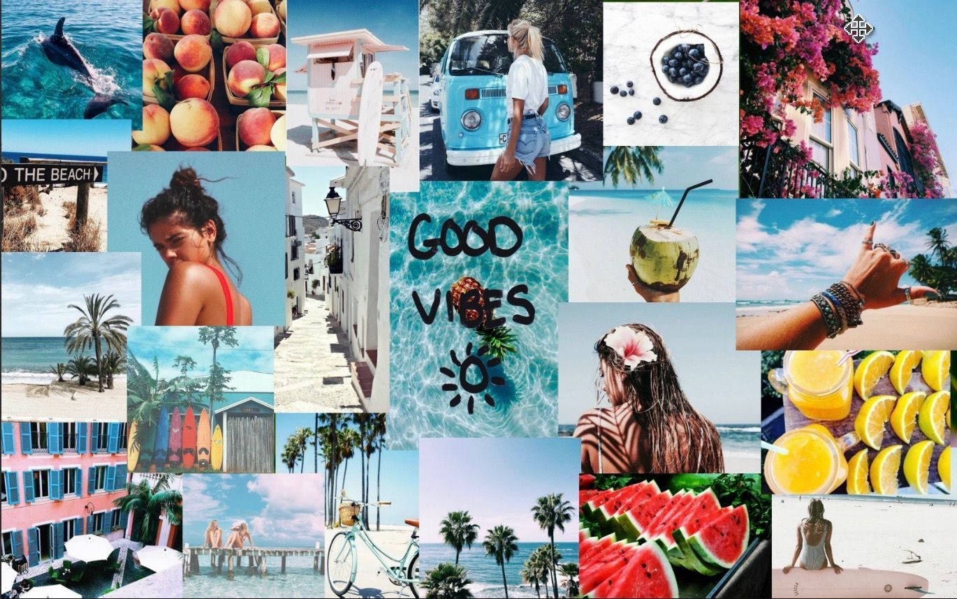 Girl And Sea Aesthetic Collage Laptop Background