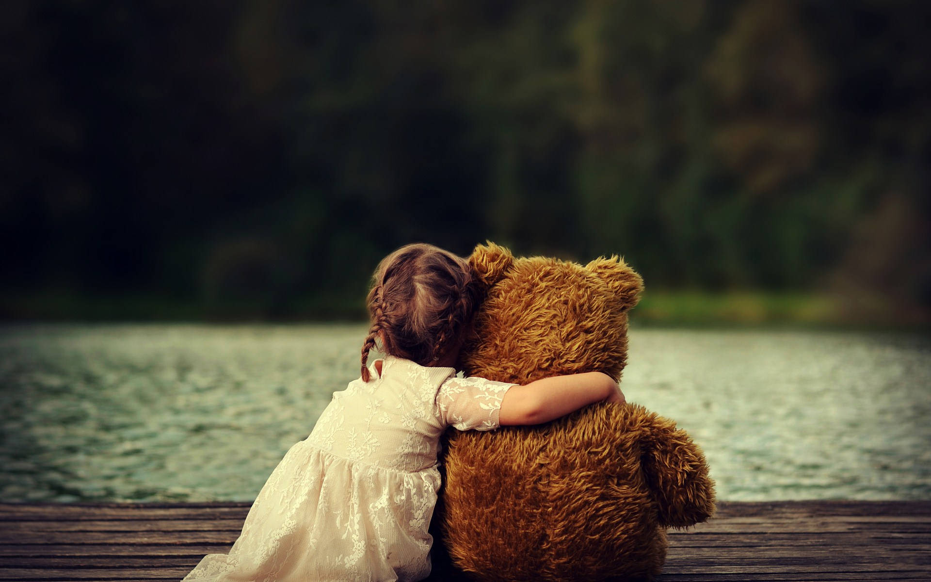 Girl And Teddy Bear Background