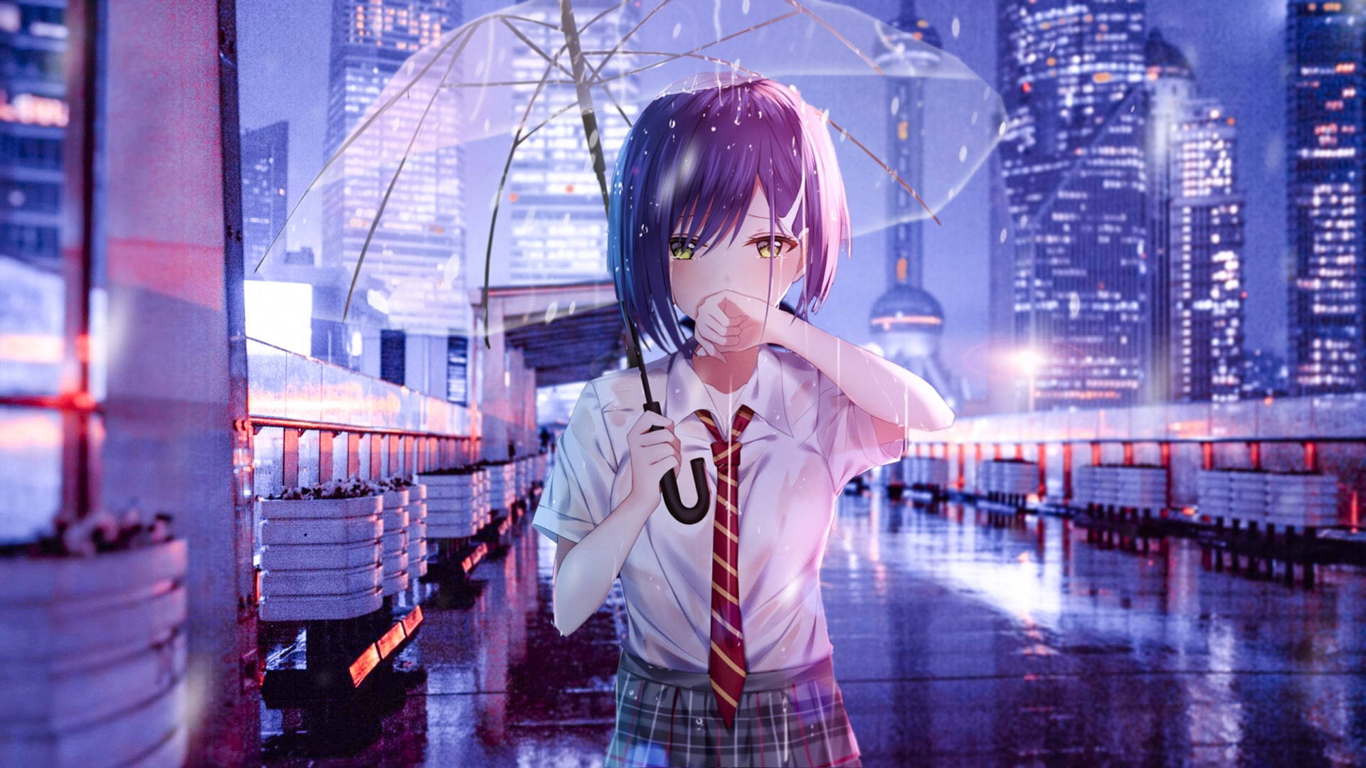 Girl Anime Most Beautiful Rain Background