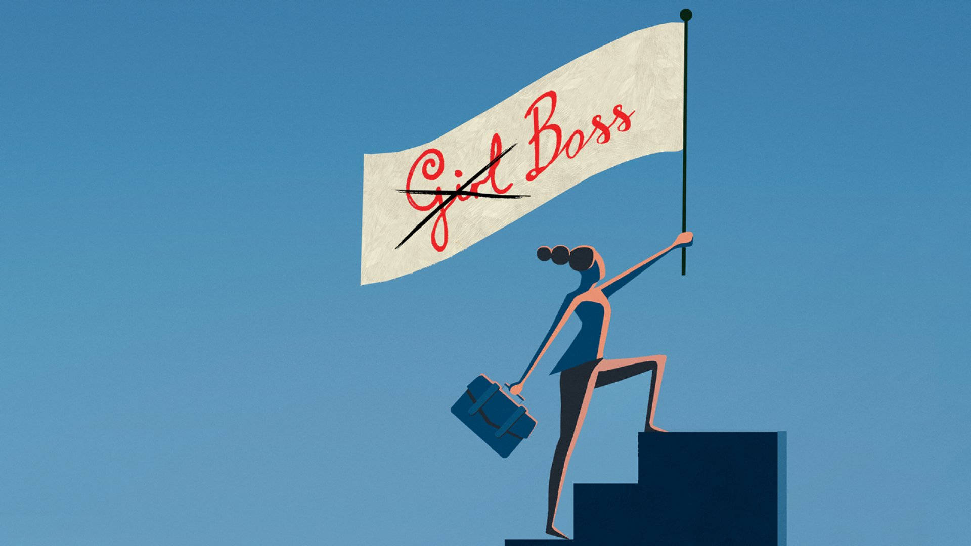 Girl Boss Drawing In Blue Background