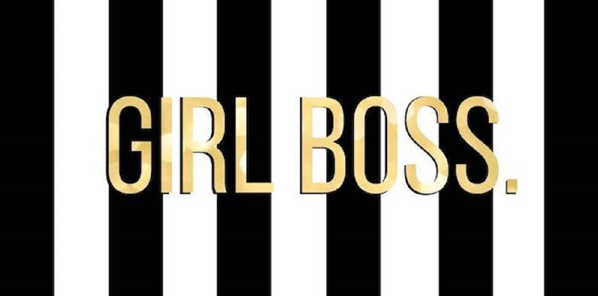 Girl Boss In Stripe Pattern Background