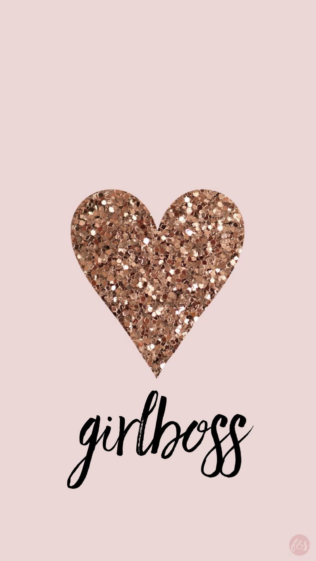 Girl Boss With Glitter Heart Background