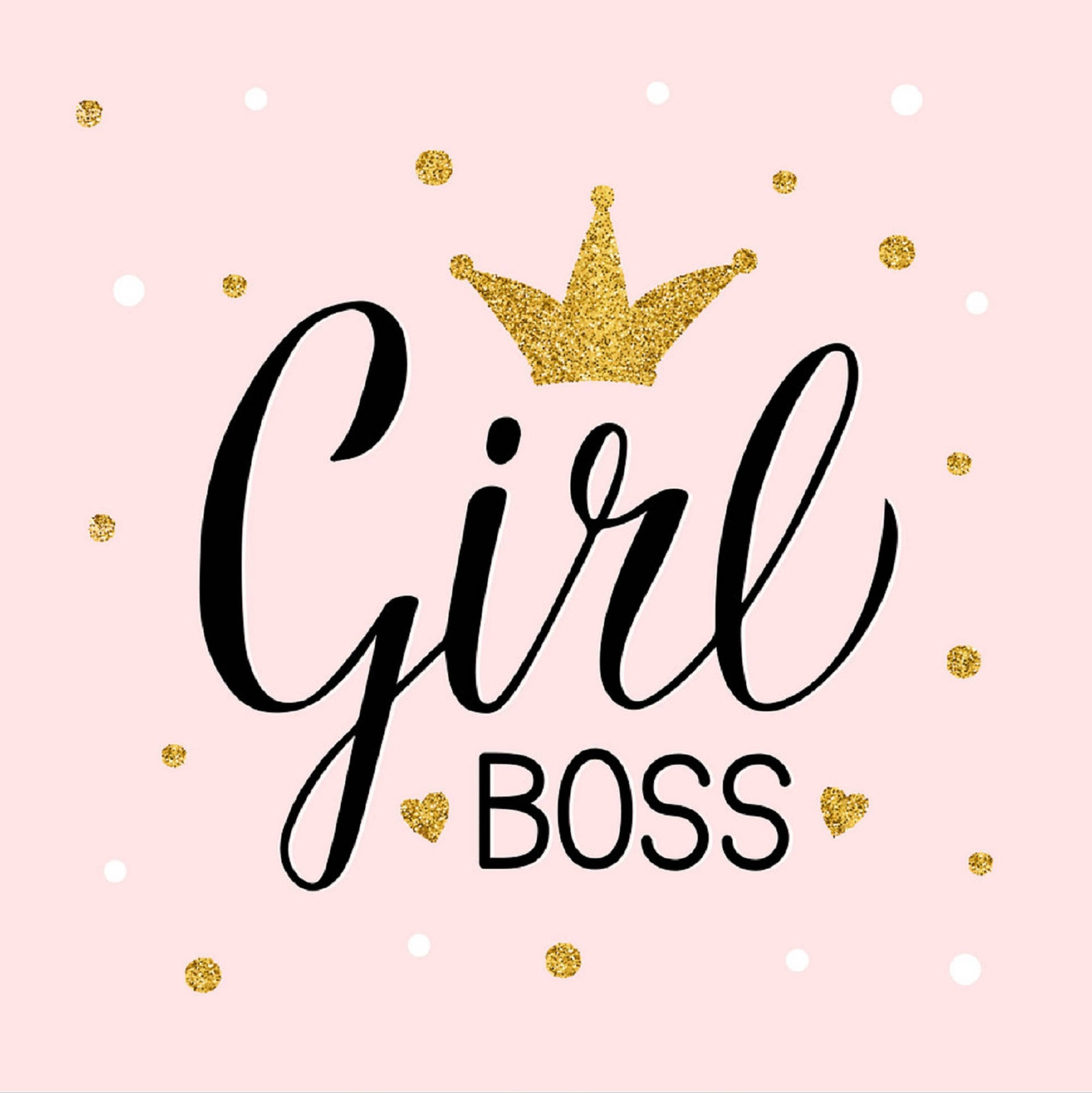 Girl Boss With Gold Glitters Background