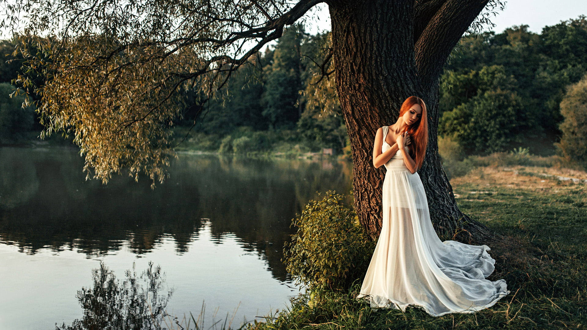 Girl Bride Alone Background