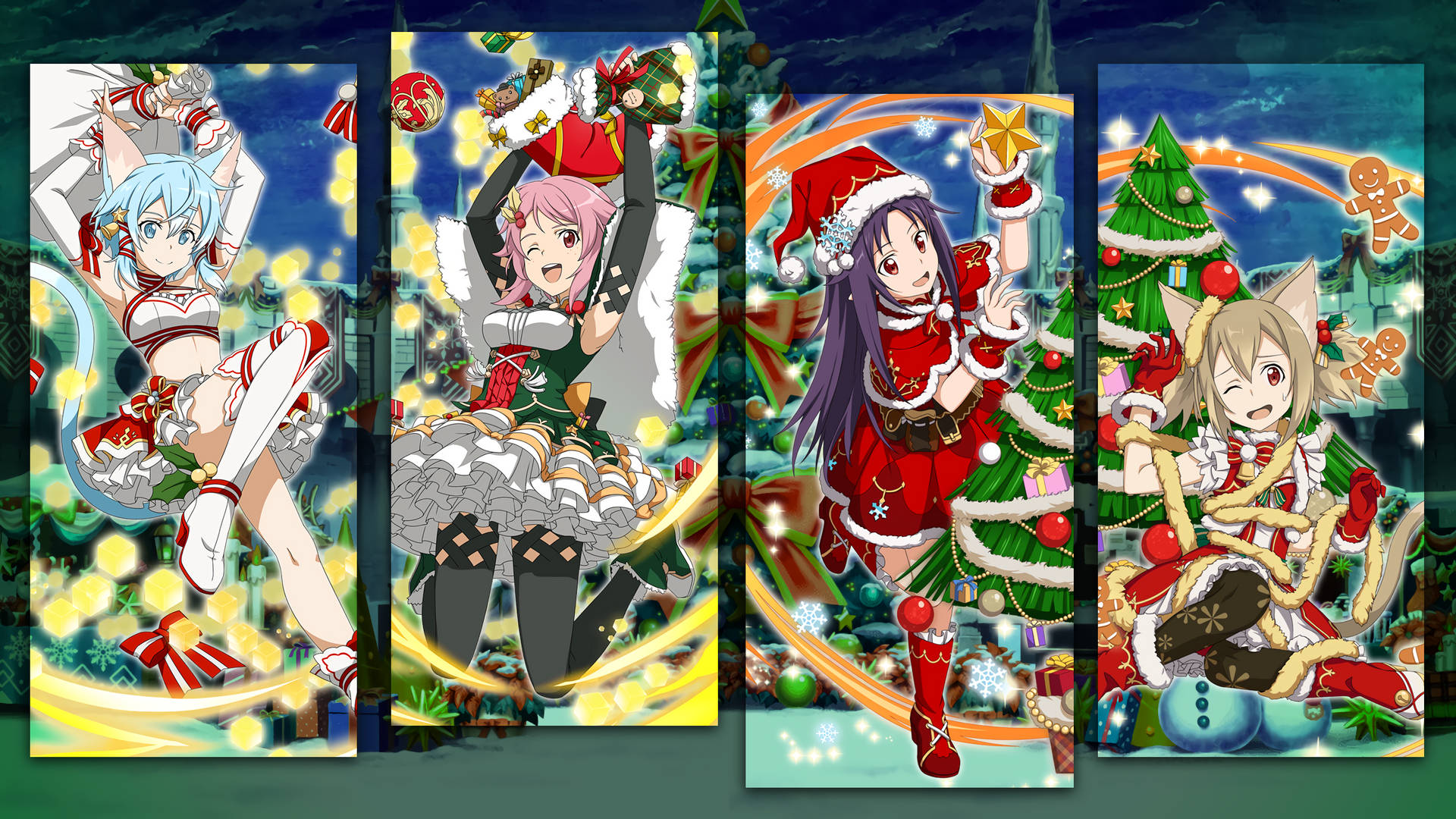 Girl Characters Anime Christmas Background