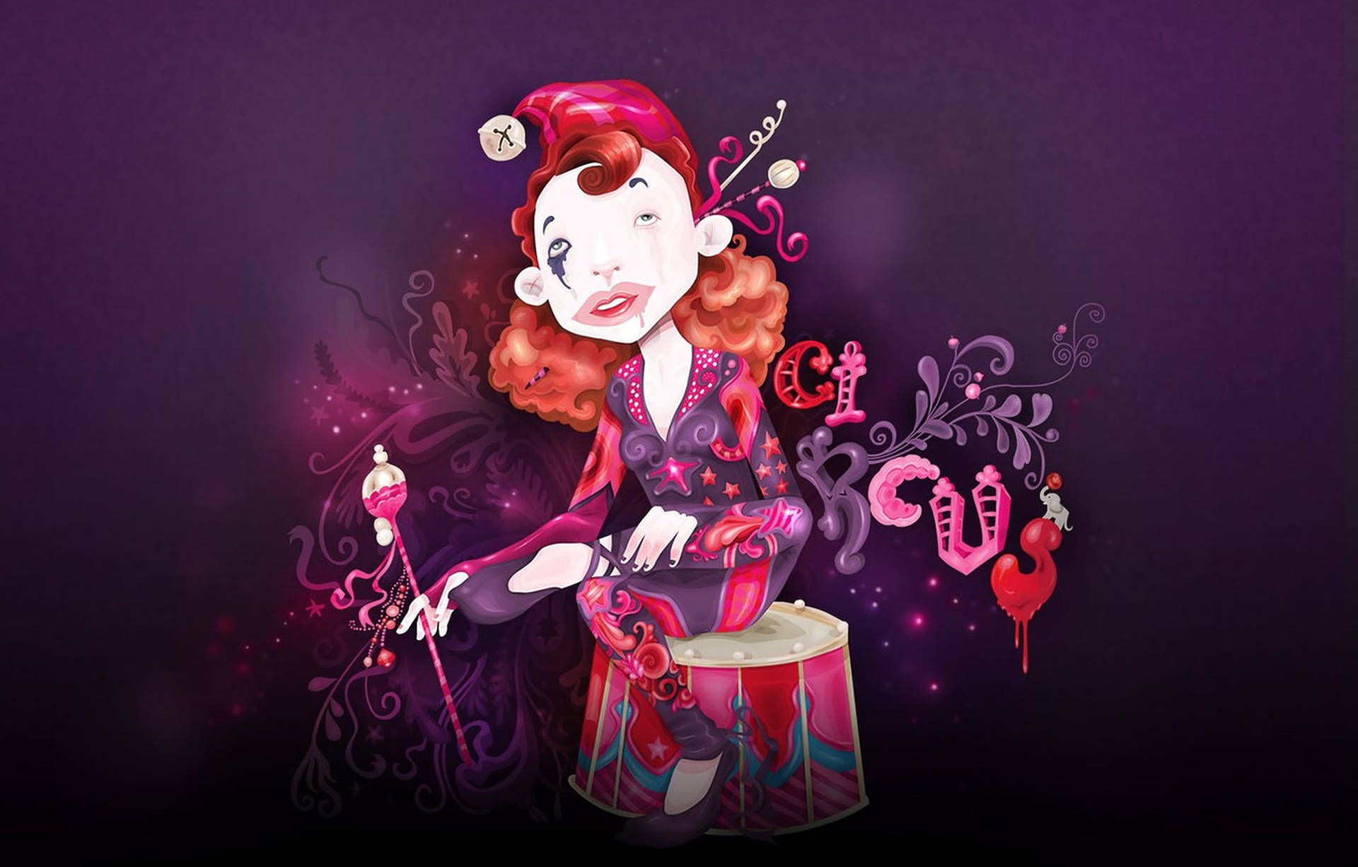 Girl Clown Digital Illustration Background