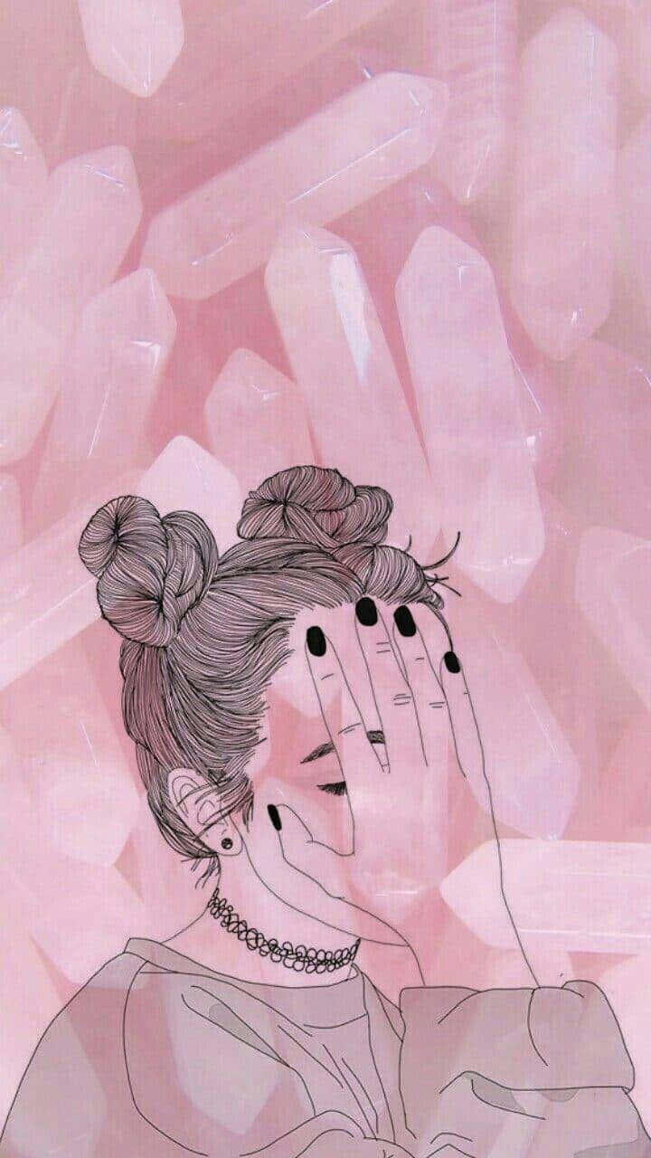 Girl Creatively Expressing Herself Through Drawing Background