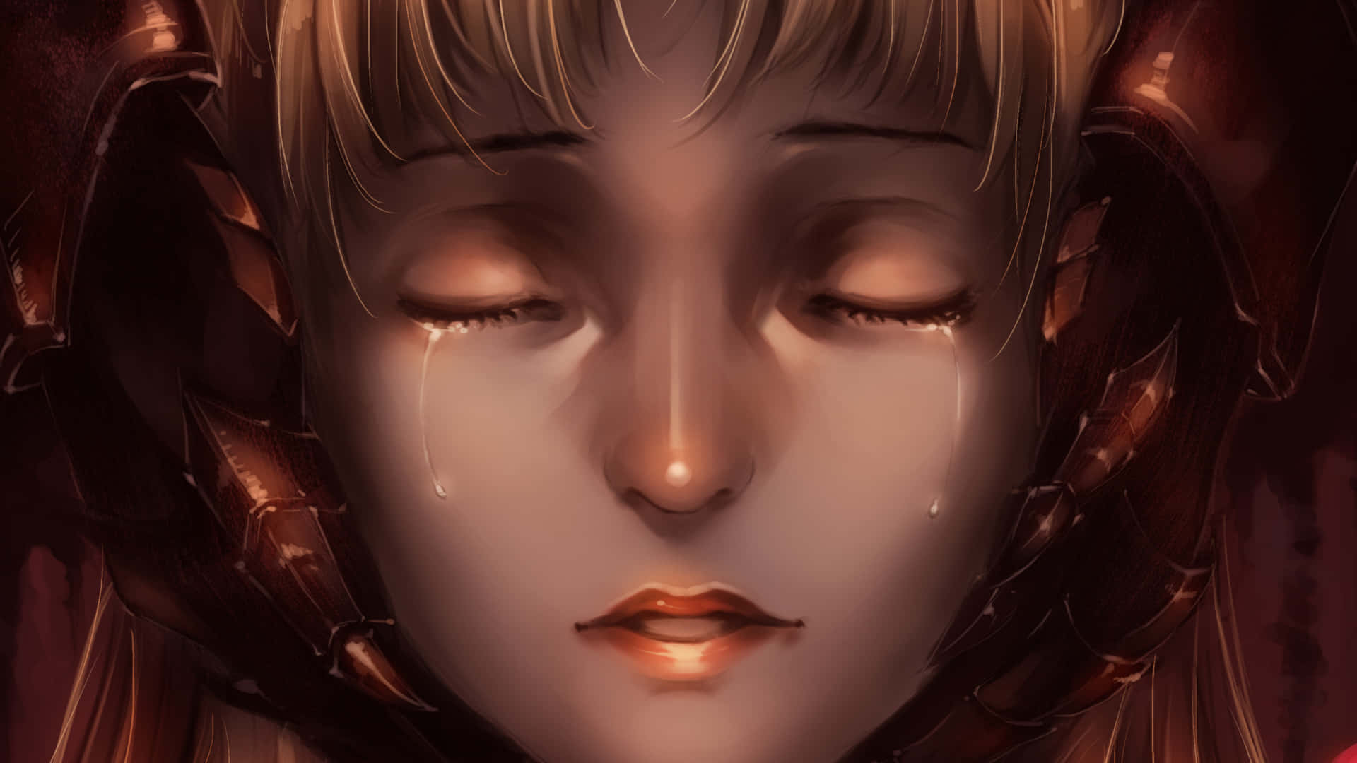 Girl Crying Closed Eyes Digital Art Background