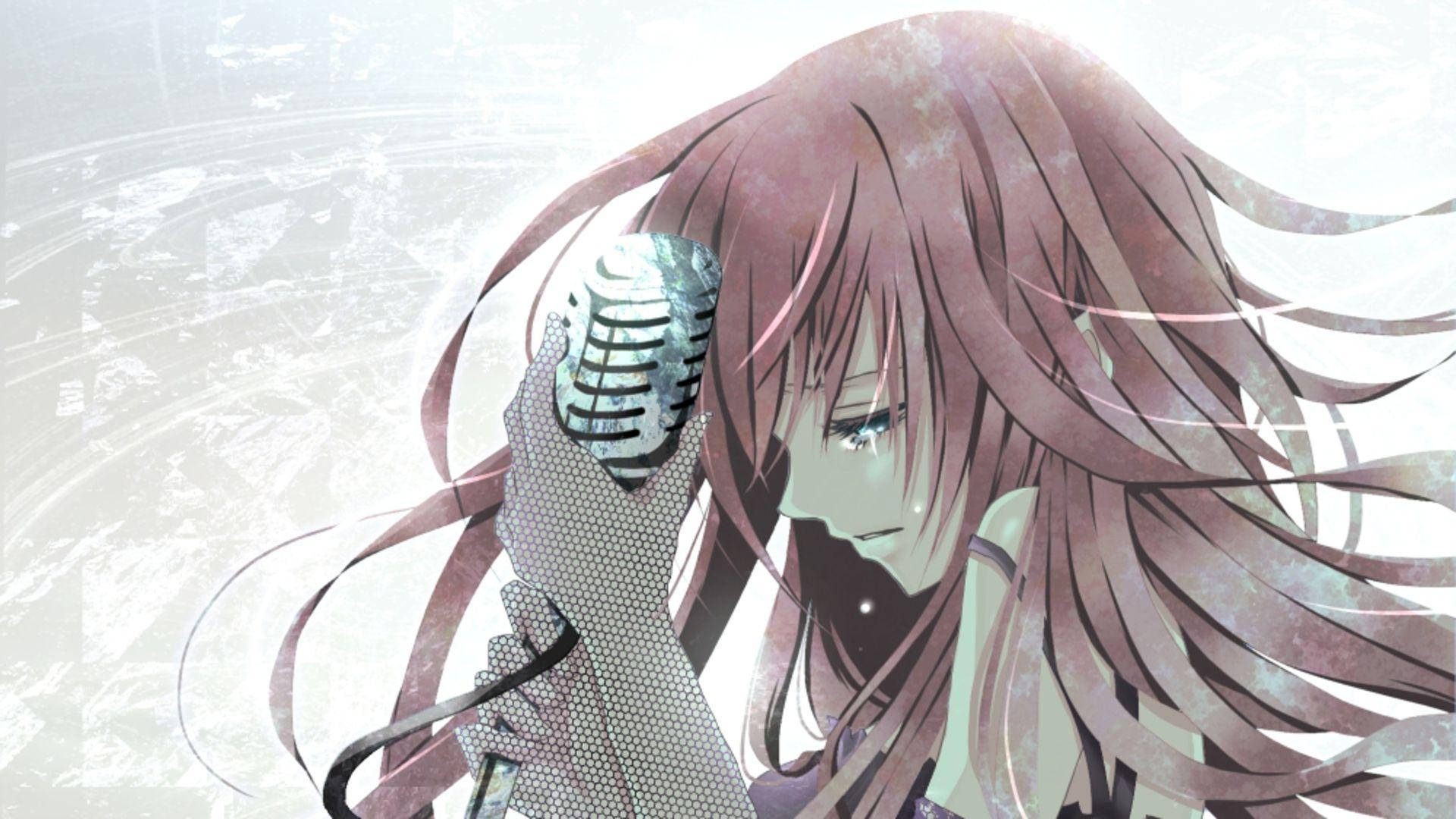 Girl Crying Holding Mic Nightcore Background