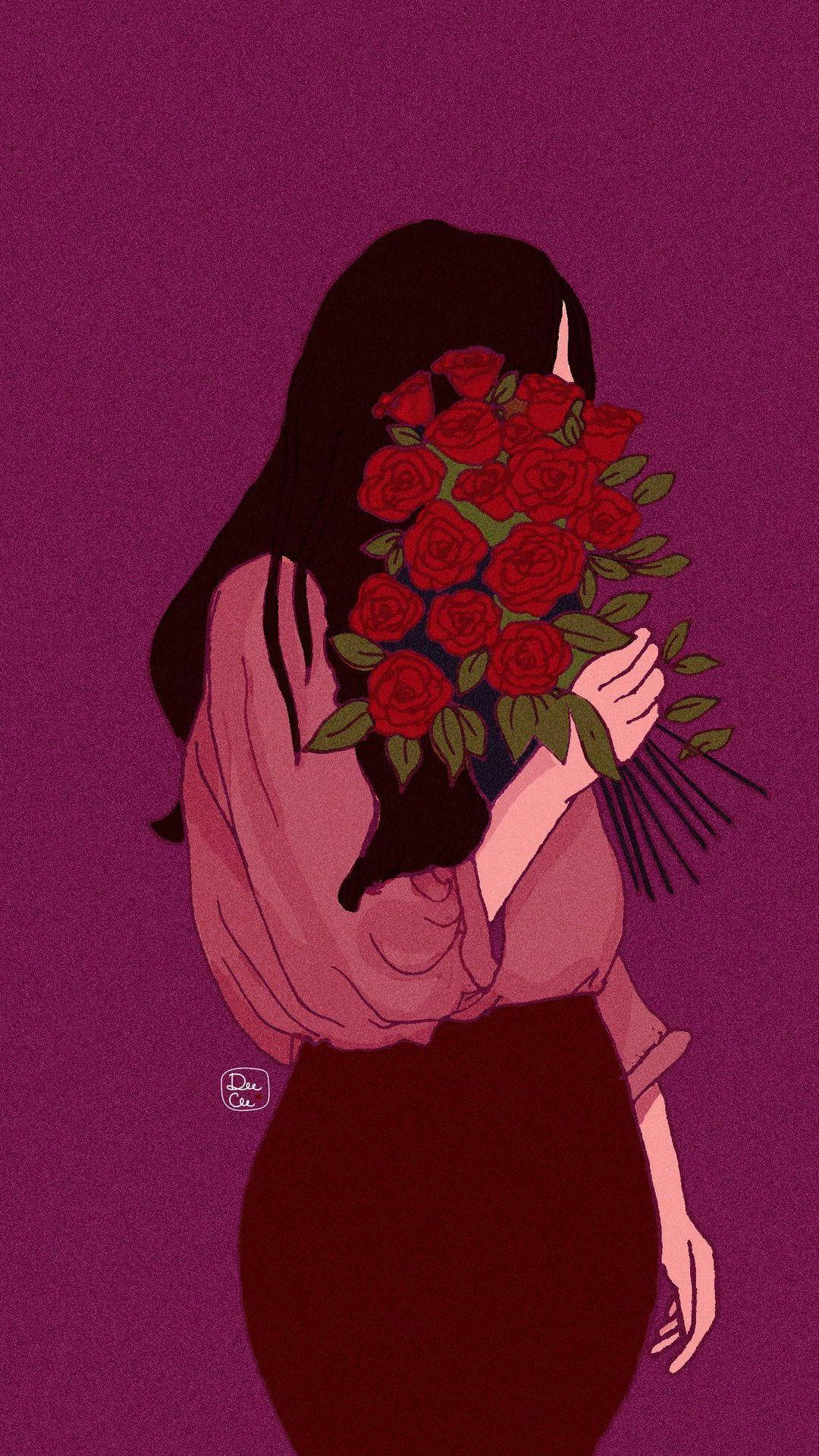 Girl Cute Aesthetic Hiding In Roses