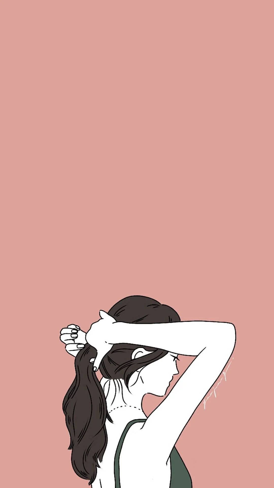 Girl Cute Aesthetic Tying Her Hair