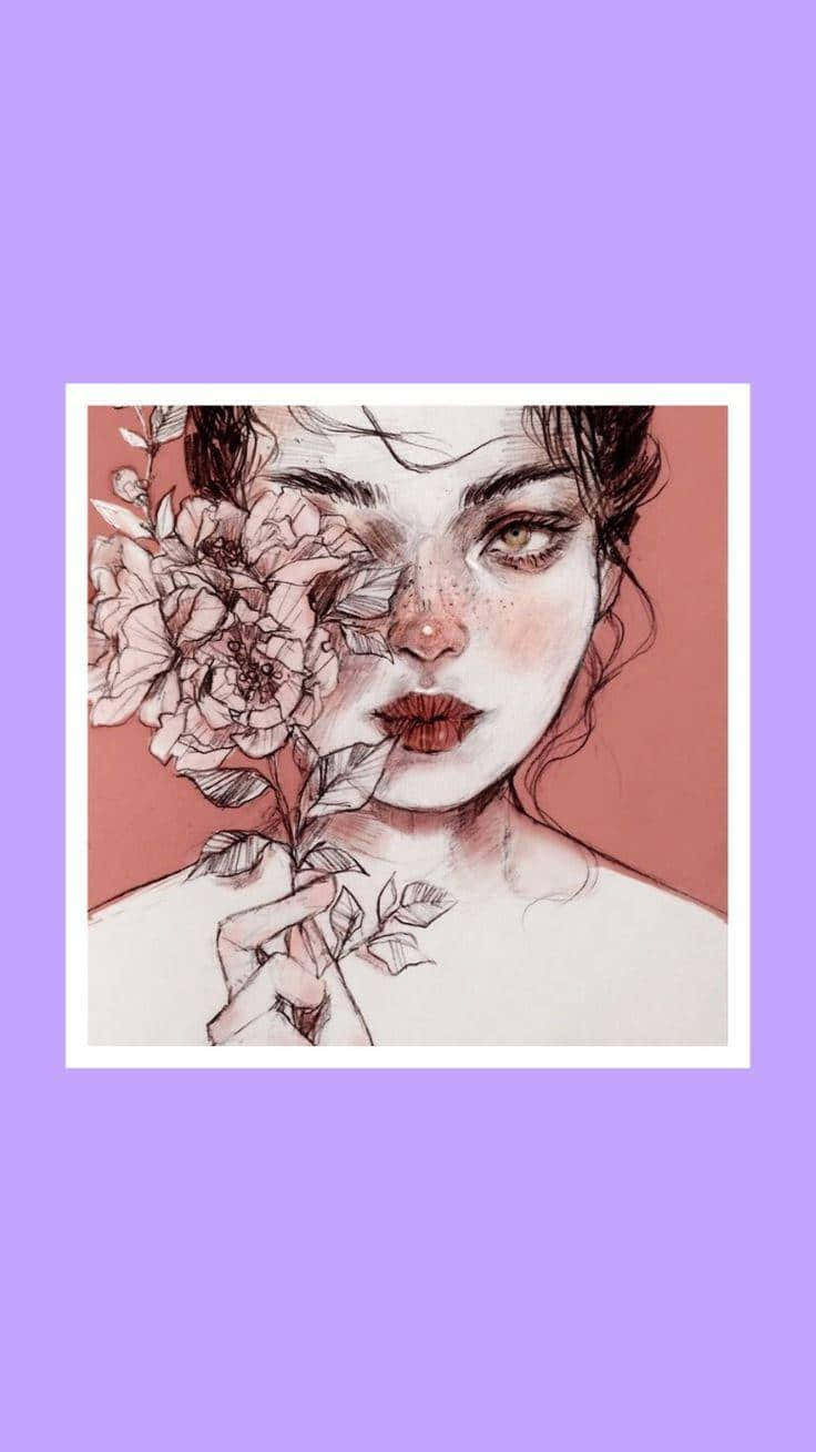 Girl Demonstrating Her Extraordinary Drawing Skills Background