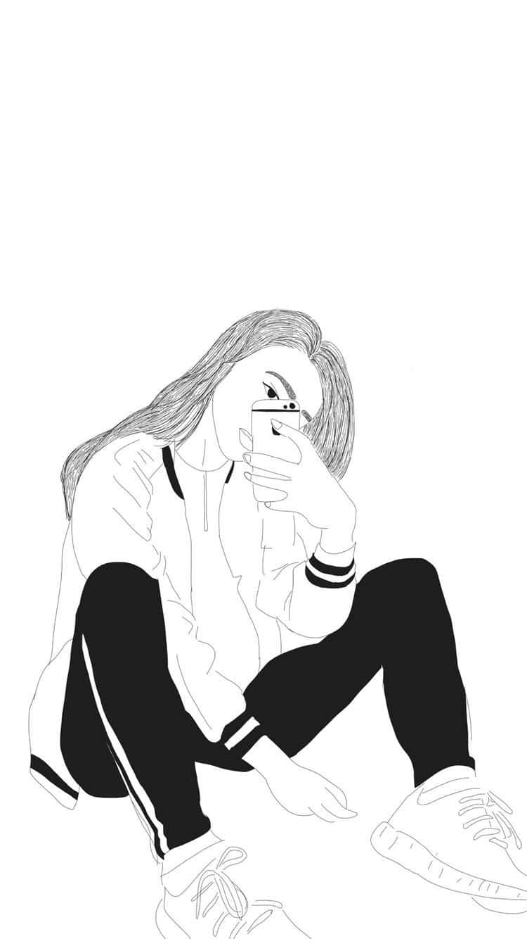 Girl Drawing A Bicycle Background
