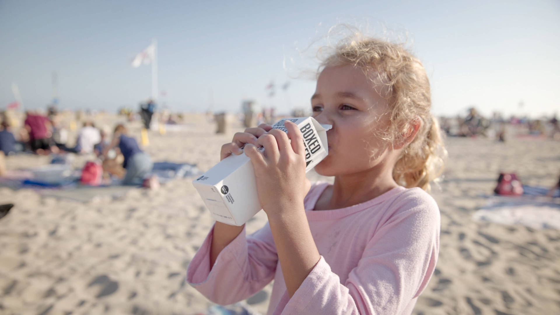 Girl Drinking Water From Box Background