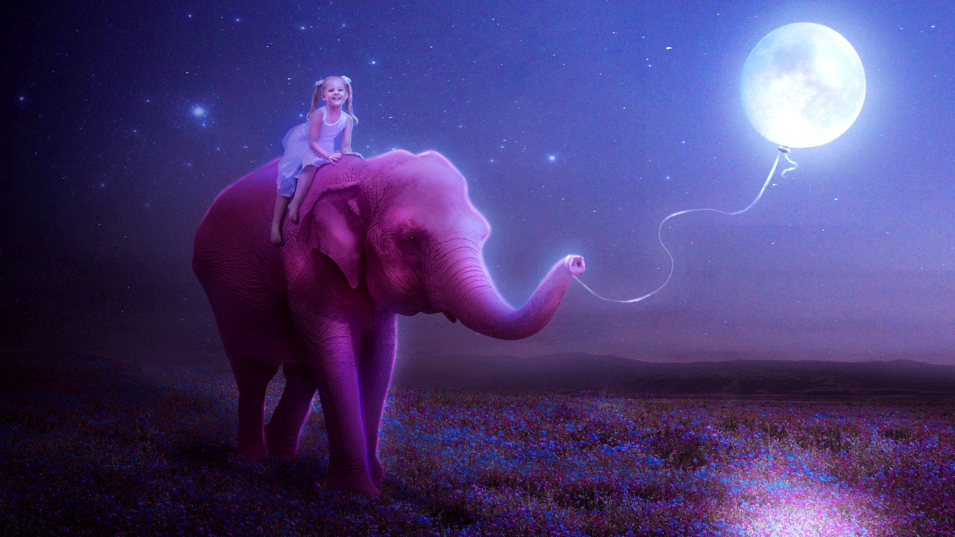 Girl Elephant Riding Fantasy Art