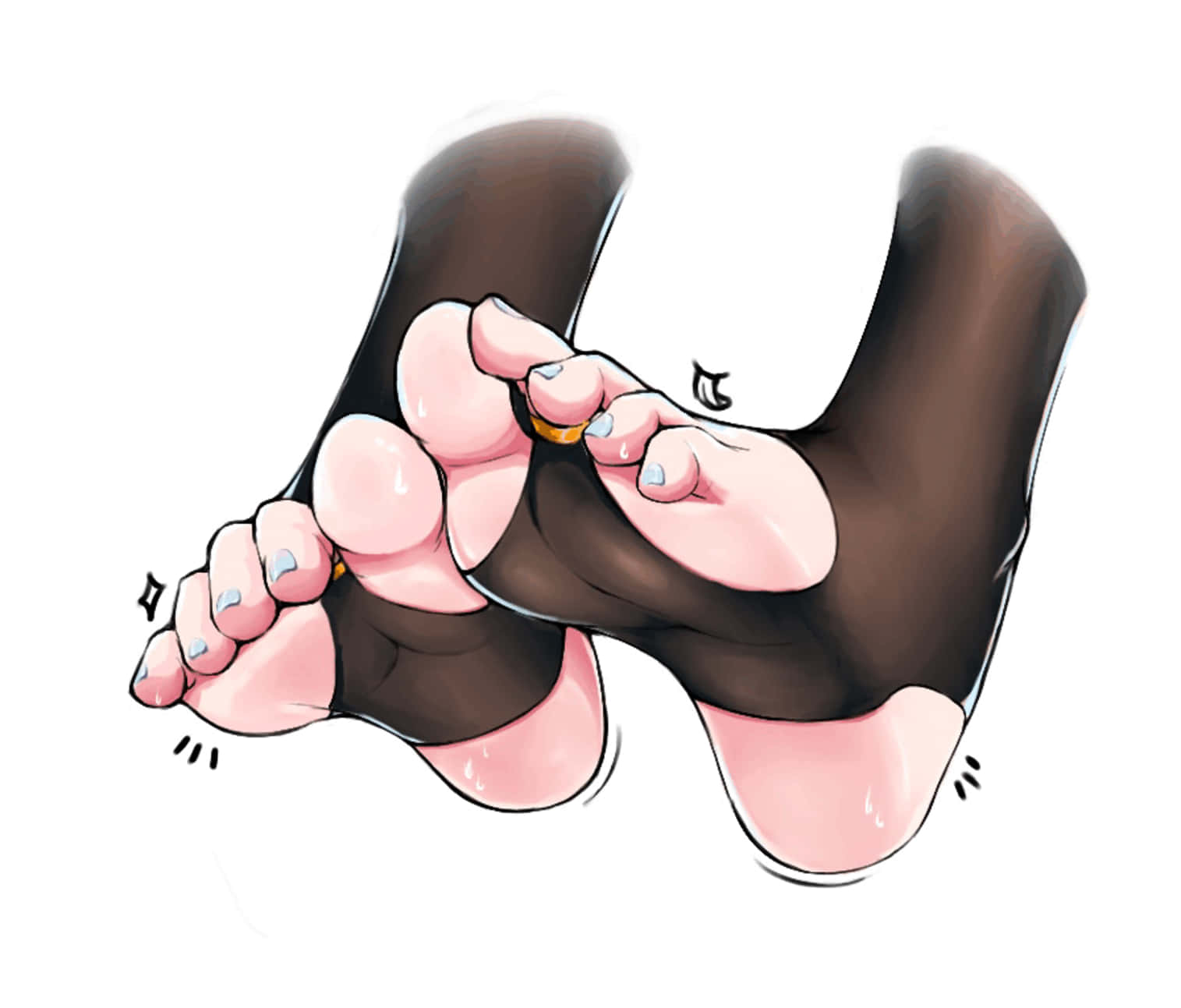 Girl Feet In Stylish Black Socks Digital Art Background