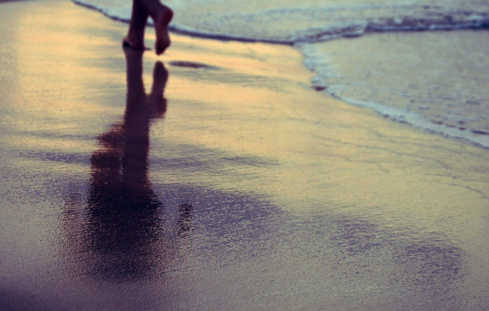 Girl Feet On Sand Beach Background