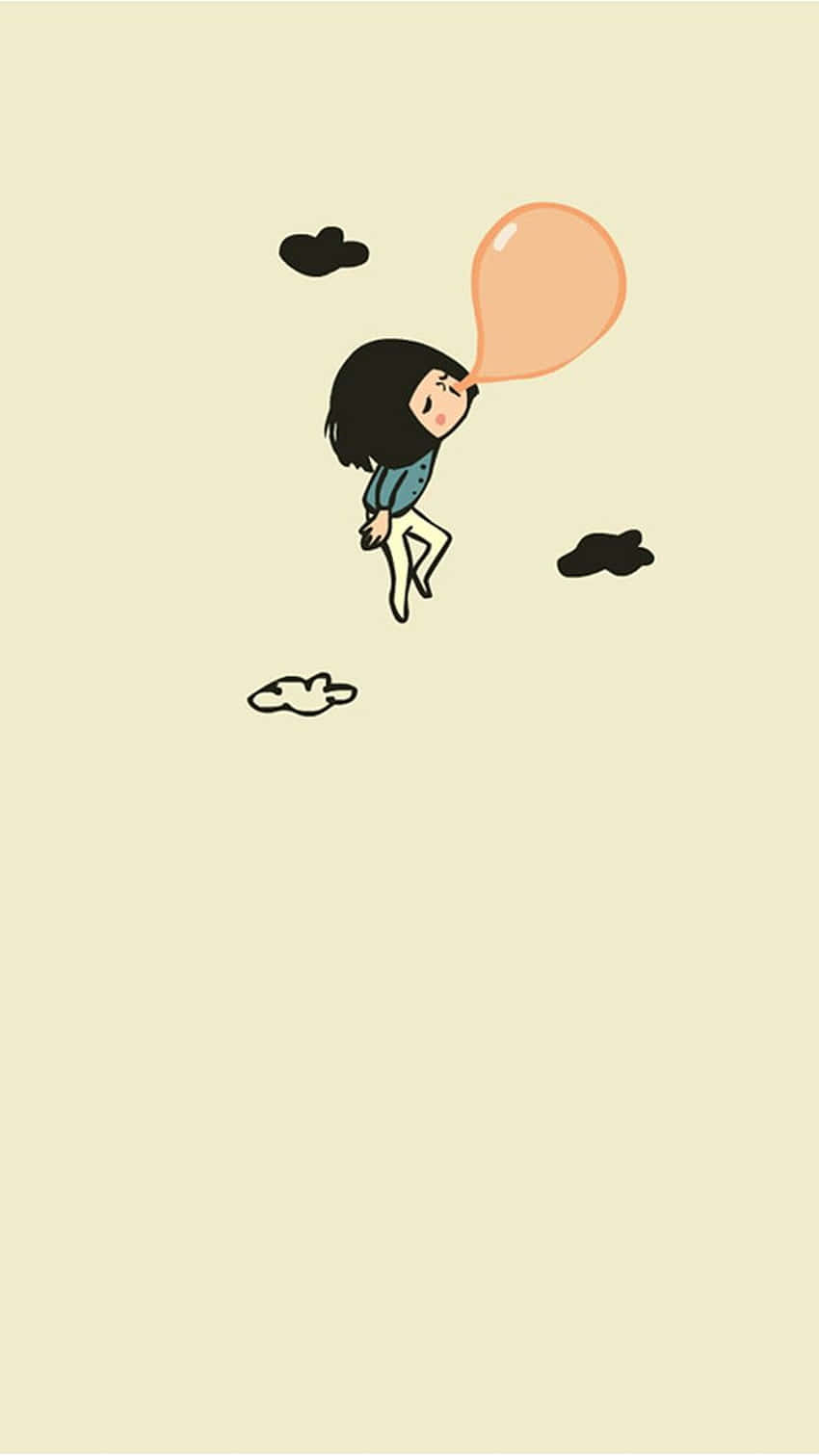 Girl Floating With Balloon Illustration Background