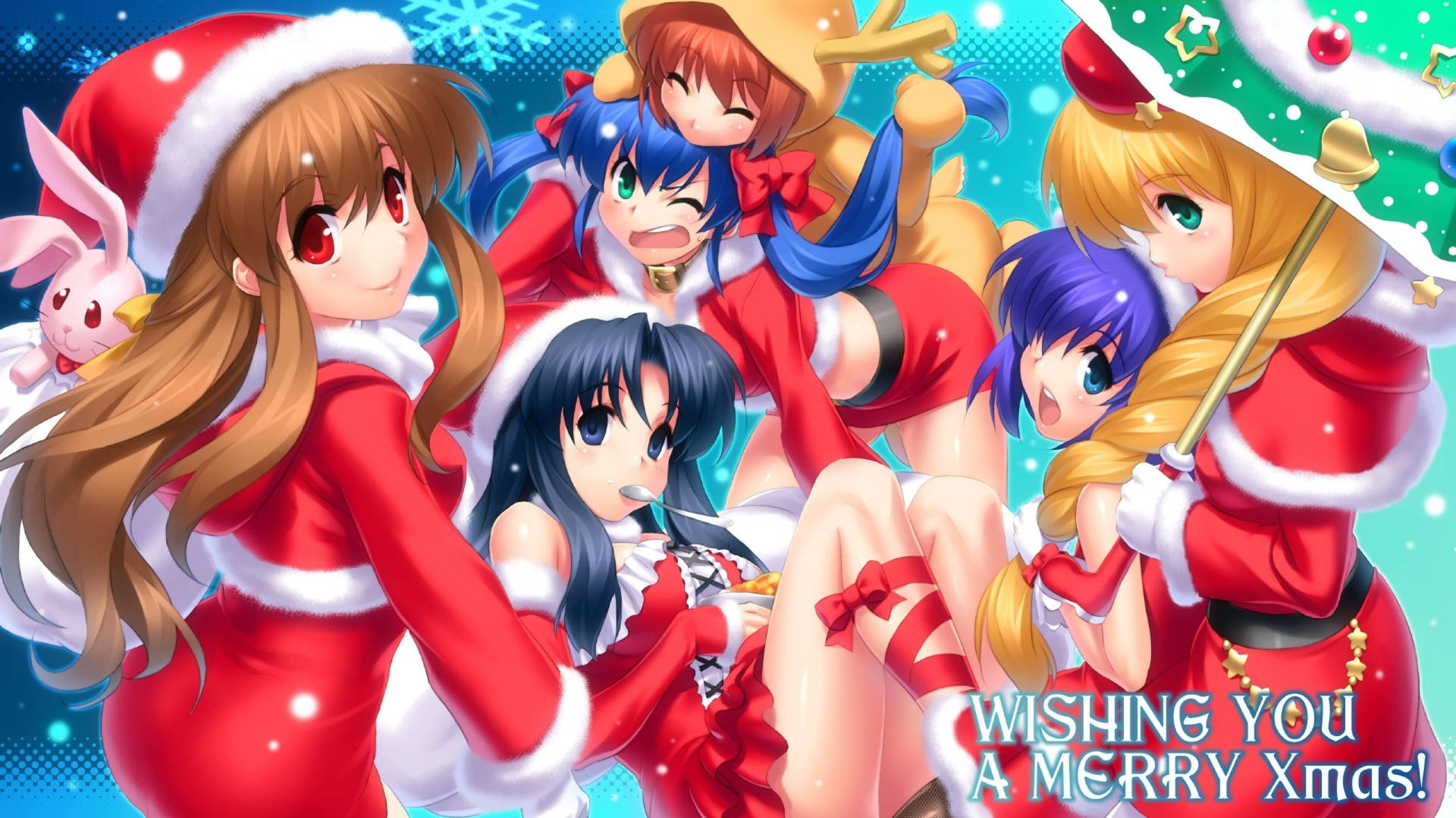 Girl Group Anime Christmas Background