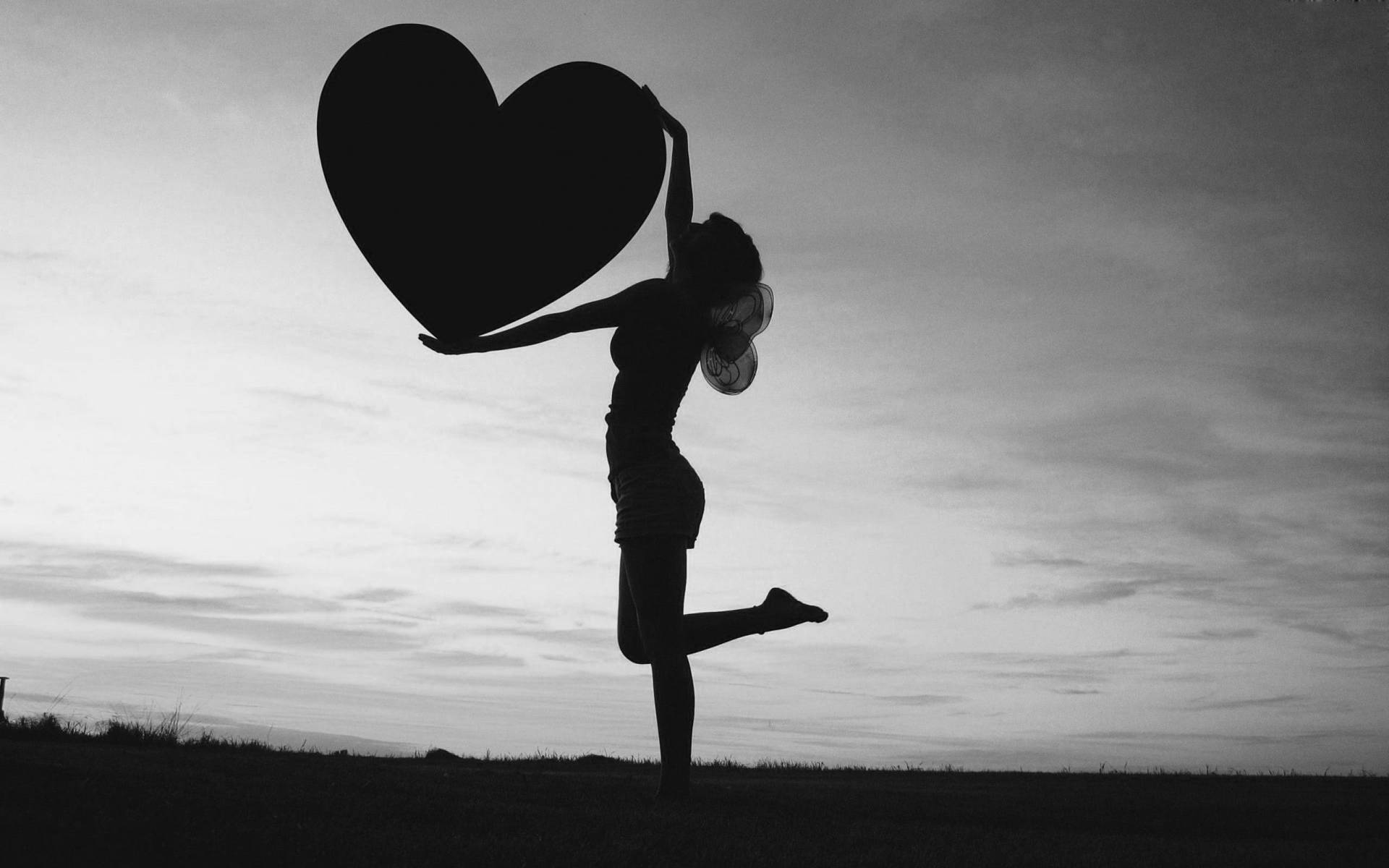 Girl Heart Silhouette Black And White Pfp Background